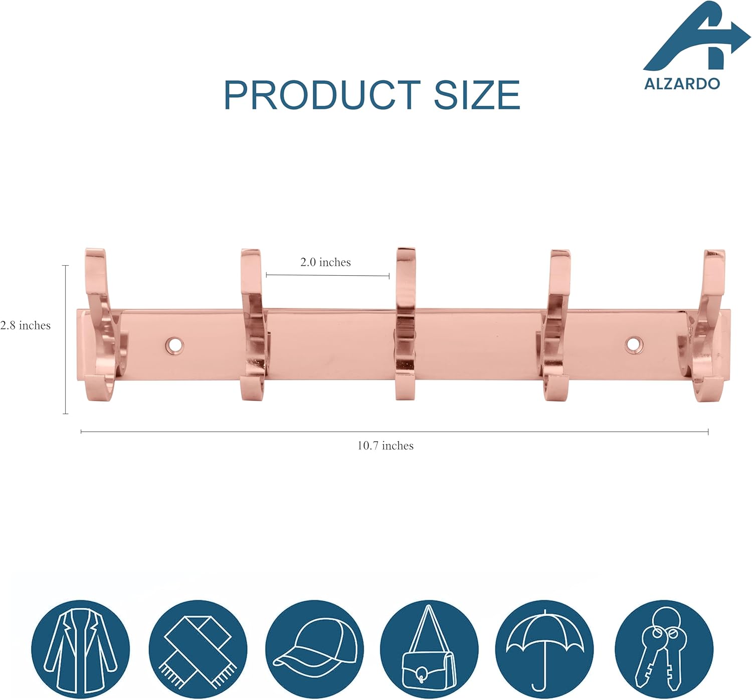 Paquete de 2 percheros resistentes para montar en la pared, estante de acero inoxidable de 5 ganchos dobles para abrigos, toallas, llaves y