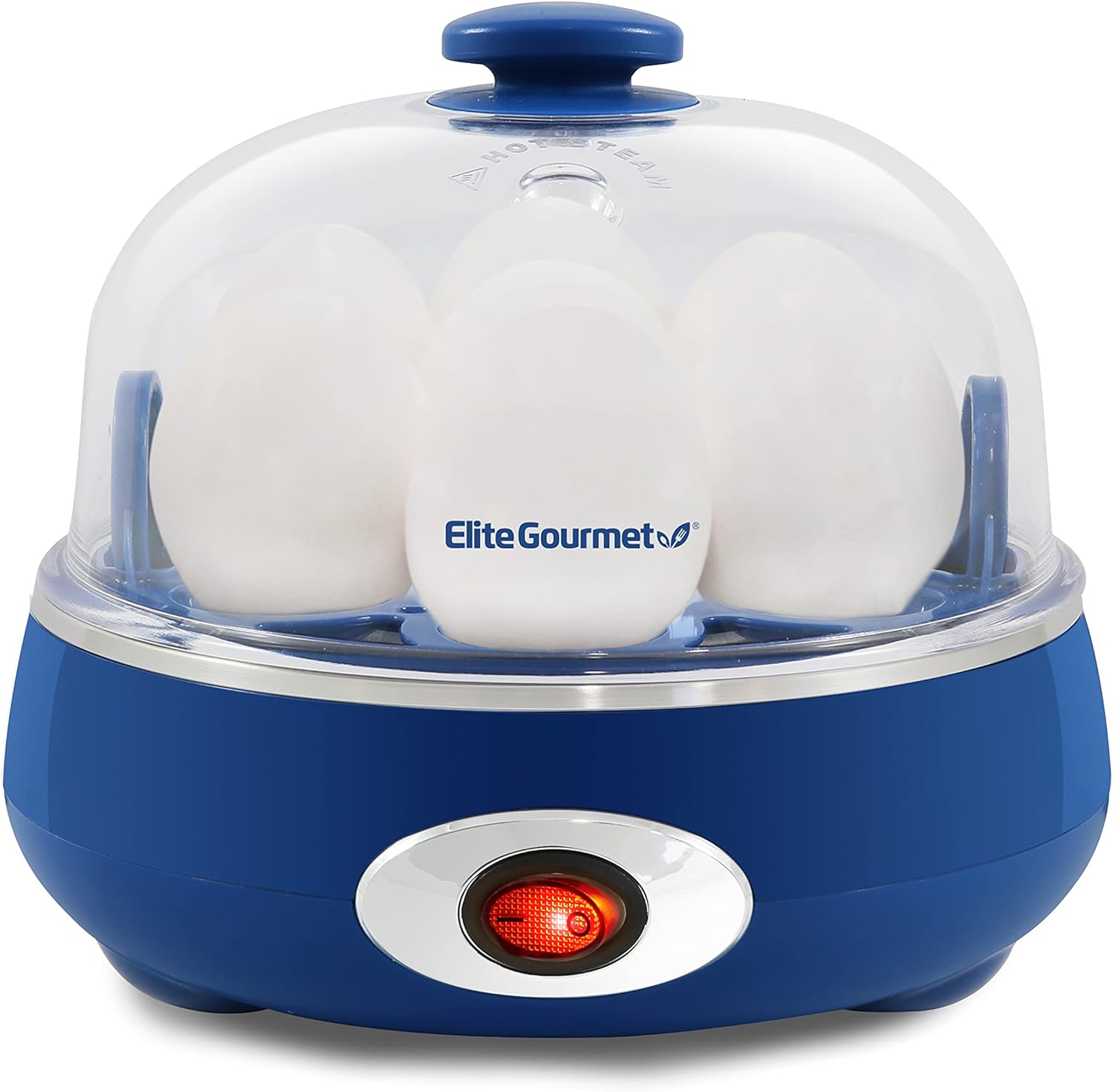 Elite Gourmet – Olla rápida para huevos EGC007CBL#, capacidad 7 huevos, máquina para escalfar y hacer tortillas, con alarma y apagado automático,