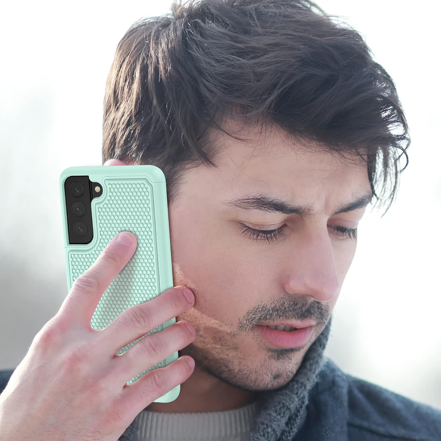 JXVM Funda para Samsung Galaxy S21 FE funda protectora de doble capa resistente para teléfono celular, a prueba de golpes, con parte trasera