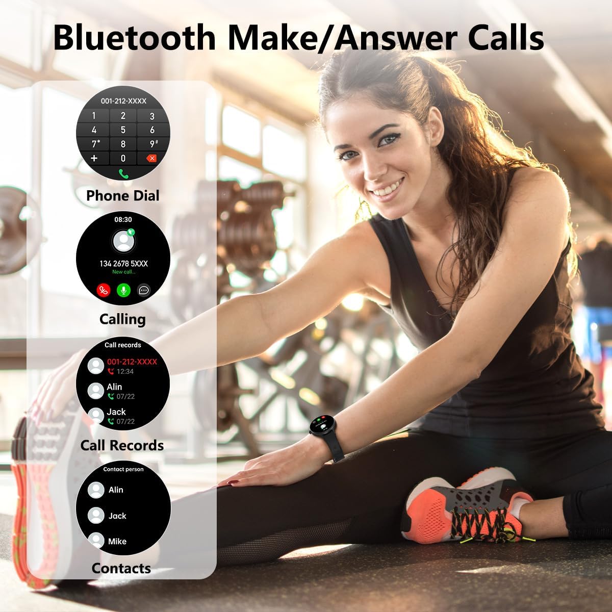 FITVII Reloj inteligente para mujer, contador de pasos, monitor de actividad física con presión arterial 247 y monitor de oxígeno en sangre, monitor