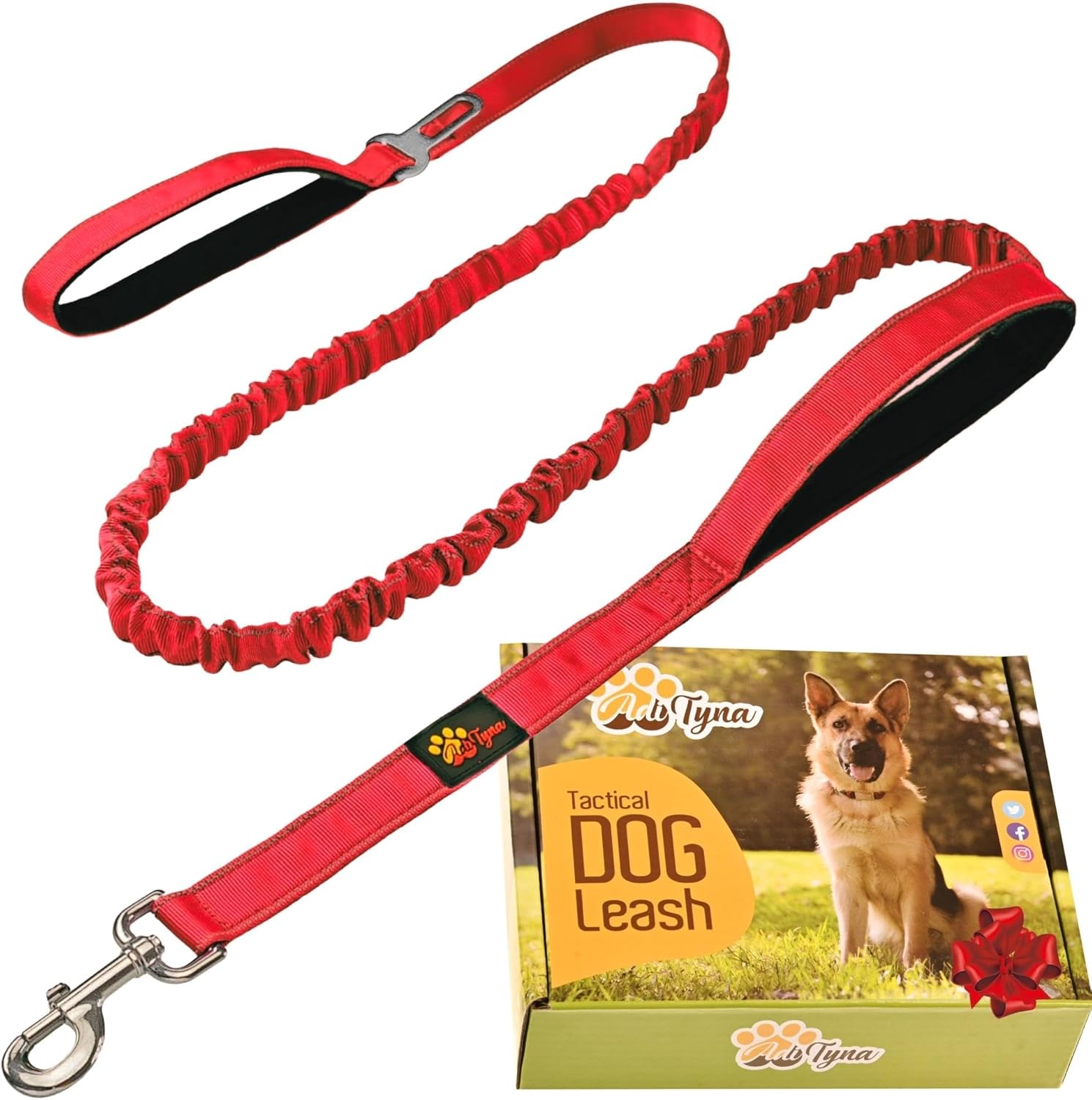 Correa elástica resistente para perro de 6 pies a 7.5 pies para perros grandes y medianos  Correa táctica y reflectante para perro sin tirones
