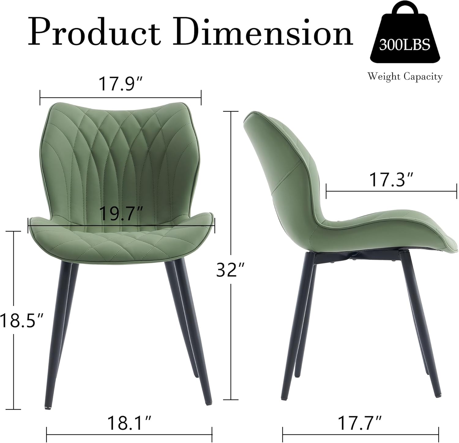 YOUNIKE Juego de 2 sillas de comedor tapizadas de piel sintética para cocina, comedor, modernas de mediados de siglo, sillas auxiliares con respaldo
