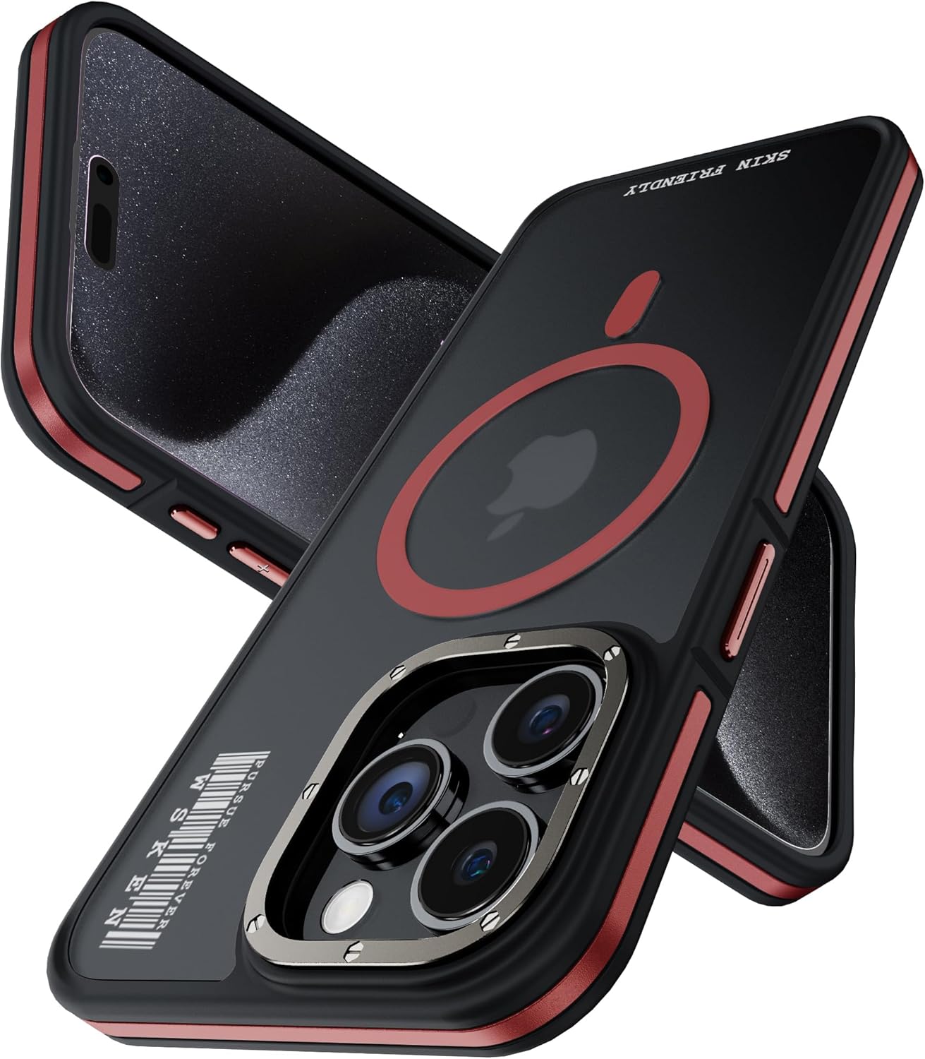 WSKEN Funda magnética para iPhone 15 Pro Max compatible con MagSafe agradable a la piel protección de marco de lente de cámara de metal Funda