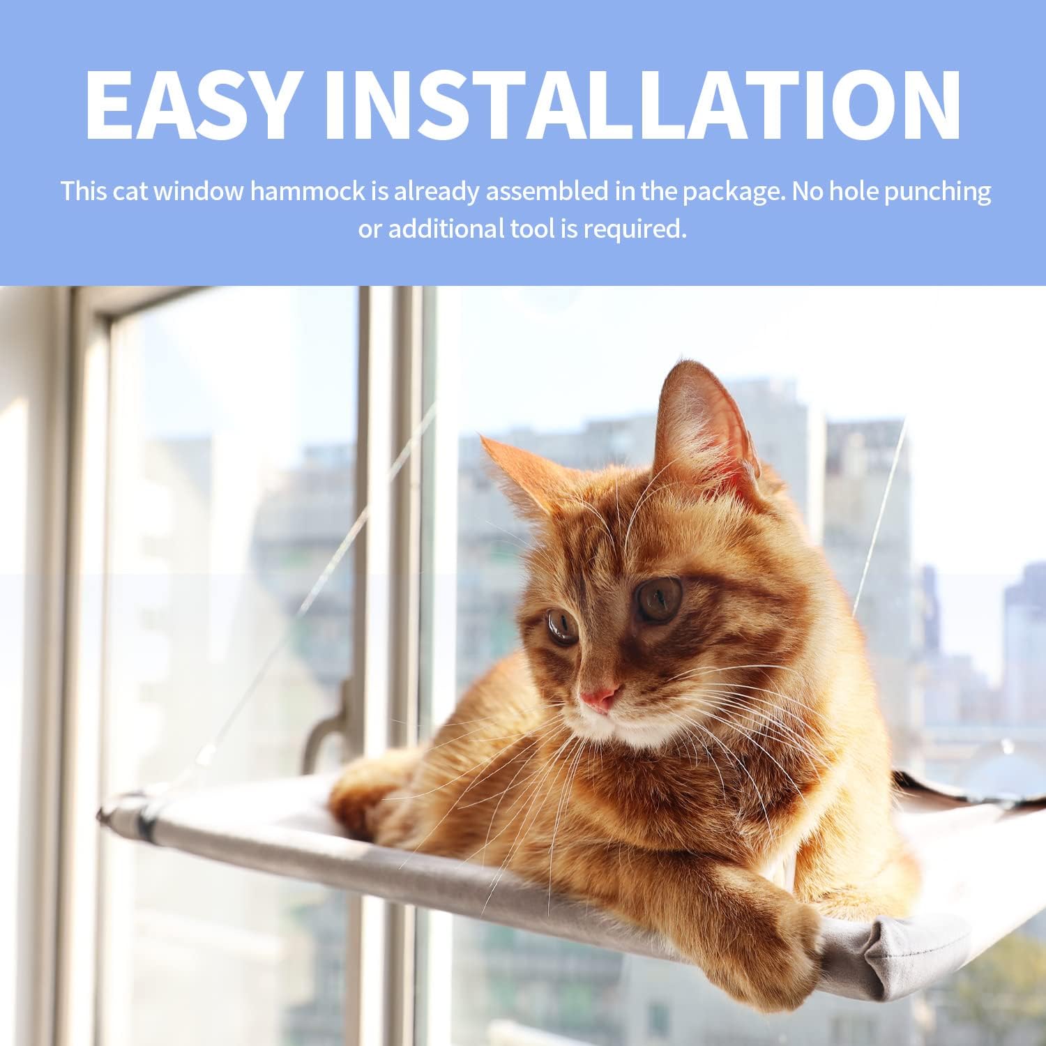 All For Paws Percha de ventana para gatos de interior, hamaca para gatos que ahorra espacio para ventana, muebles colgantes para gatos, cama con