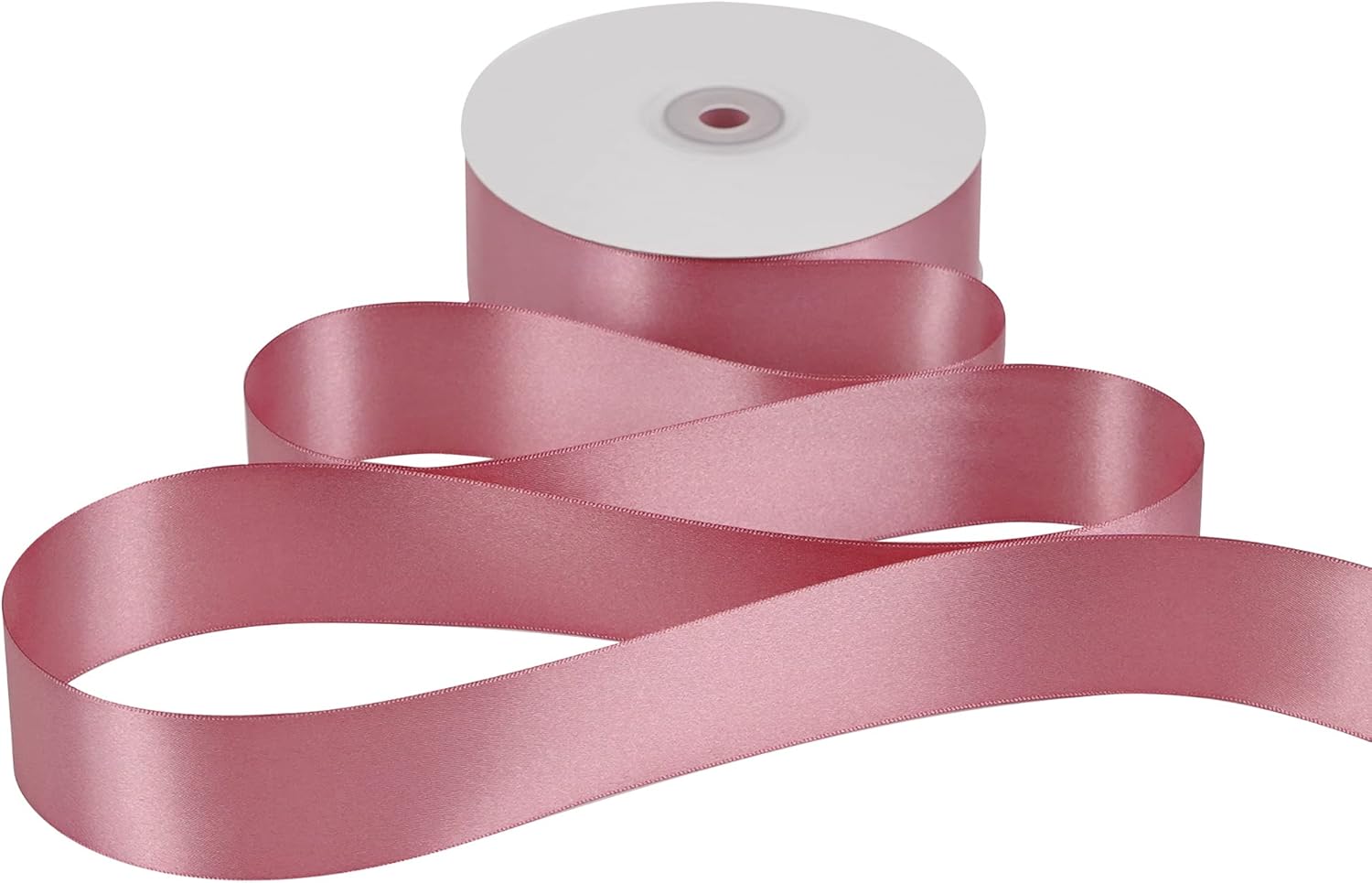 MEEDEE Cinta de satén rosa malva de 1-12 pulgadas, cinta rosa rosa Lux de satén de doble cara por 50 yardas, cinta de satén de poliéster rosa para