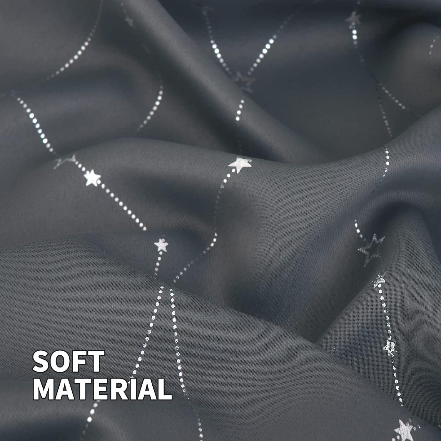 BGment Cortinas opacas para niños, 84 pulgadas de largo, estampado de estrellas y ondas, cortinas para oscurecer la habitación, cortinas con