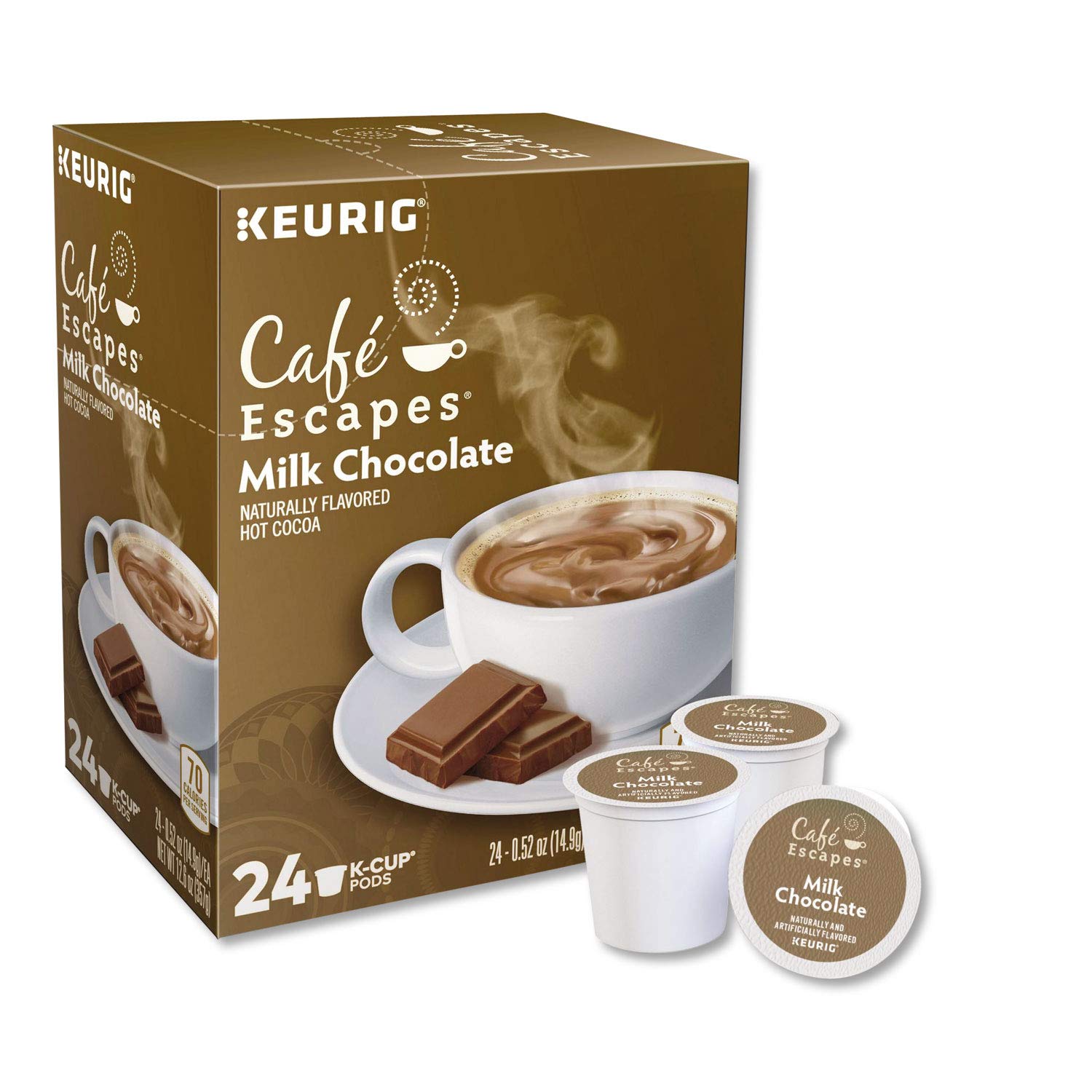 Café Escapes Cápsulas K-Cups de chocolate caliente oscuro para Keurig Brewers, 24 unidades, 24 unidades