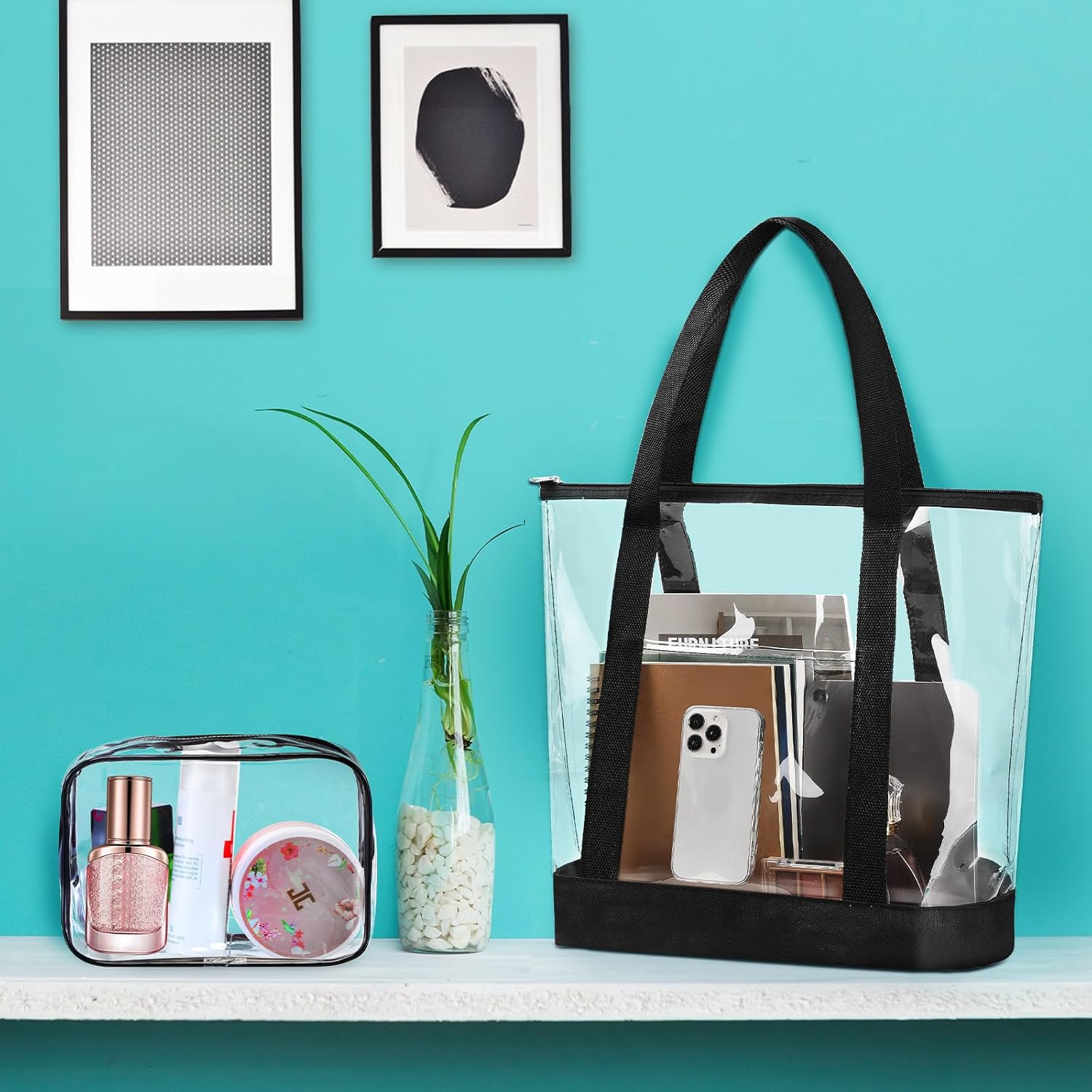 Juego de 24 bolsas transparentes de PVC con cierre de cremallera con bolsa transparente impermeable para cosméticos para viajes y trabajo