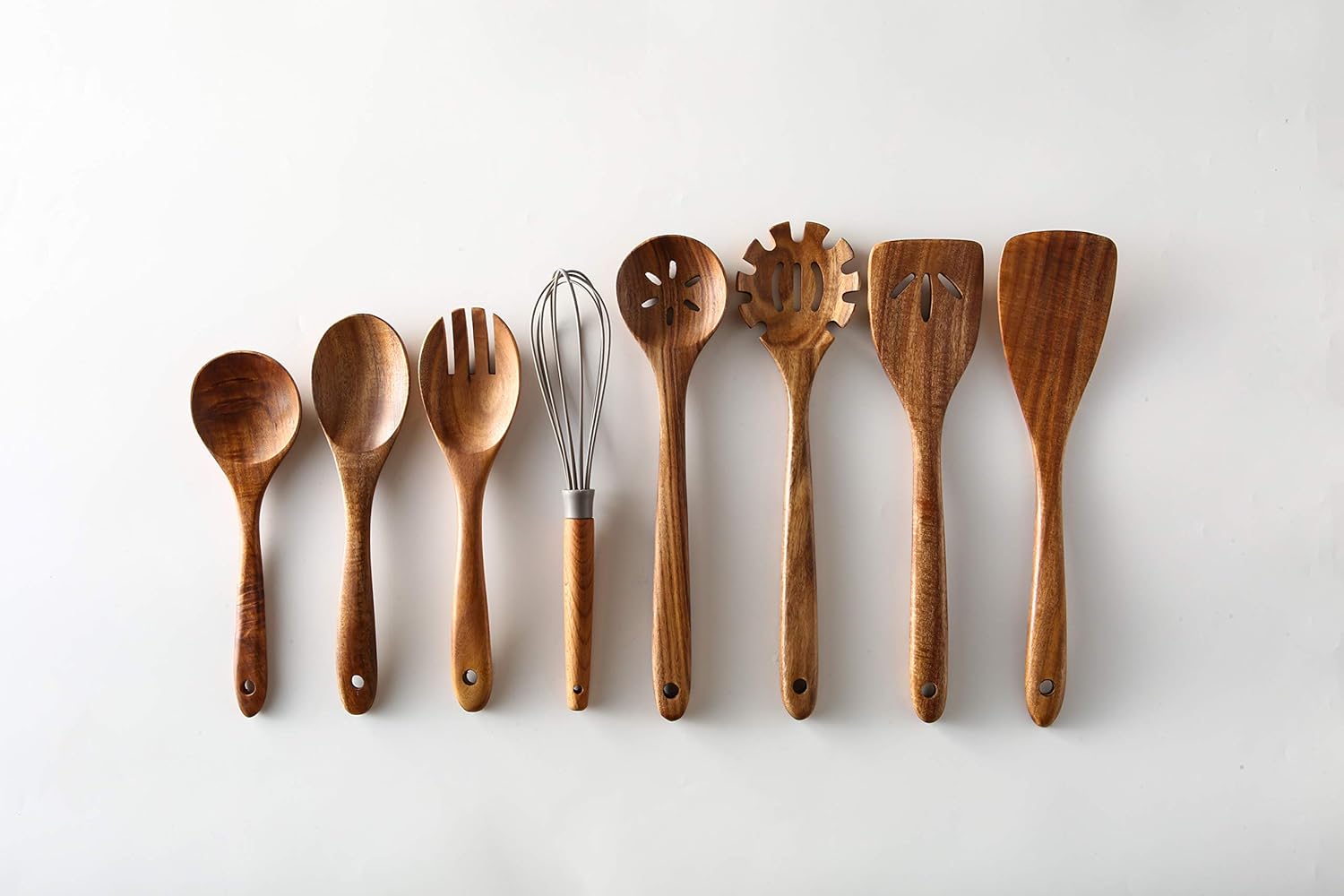 Tmkit – Juego de 8 utensilios de cocina de madera, espátula y cucharas de madera dura, antiadherentes, duraderas, para cocinar