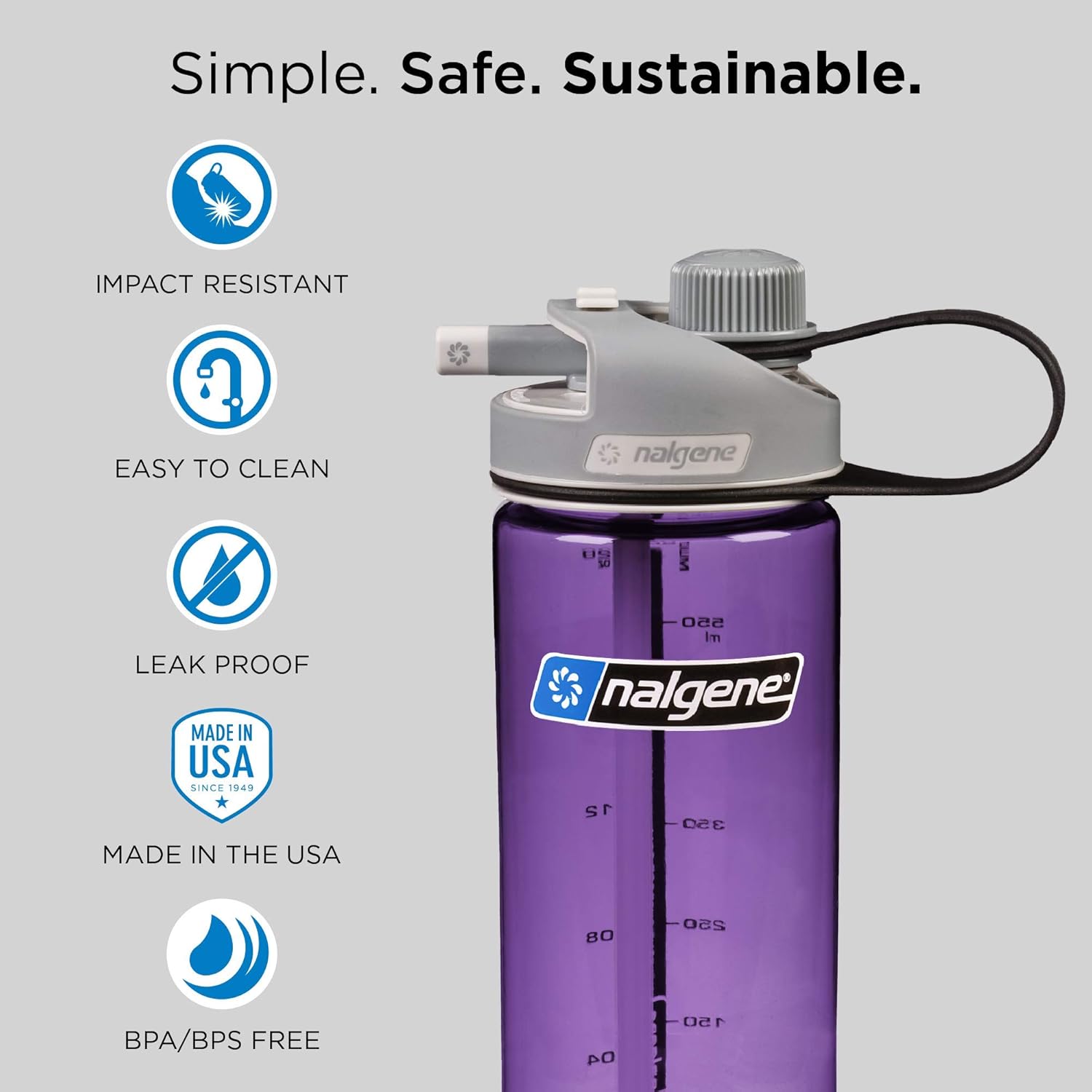 Nalgene Tritan MultiDrink botella de agua sin BPA, 20 onzas