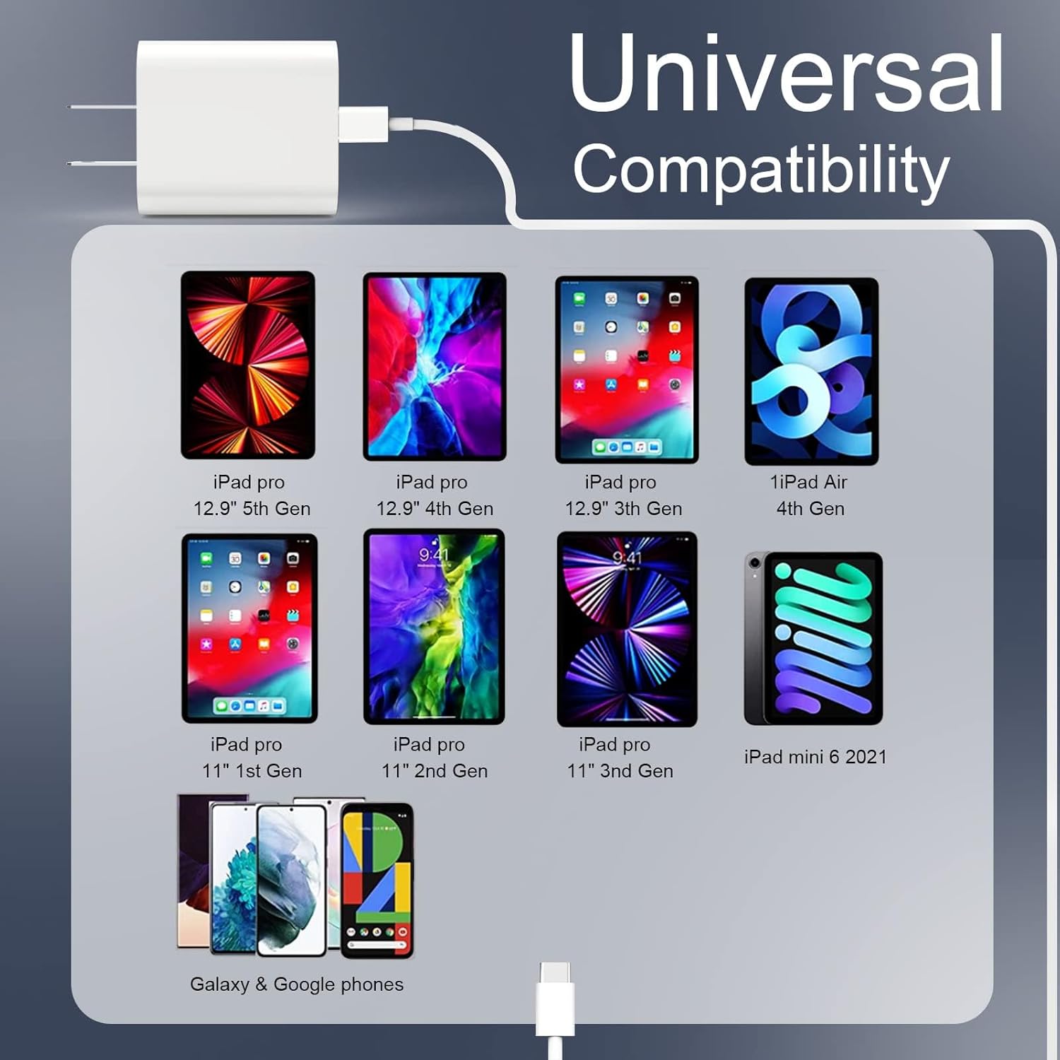 esbeecables Cargador para iPhone 15, paquete de 2 cargadores de pared PD de 20 W, USB C, bloque de carga rápida con USB C a USB C de 6 pies, cable