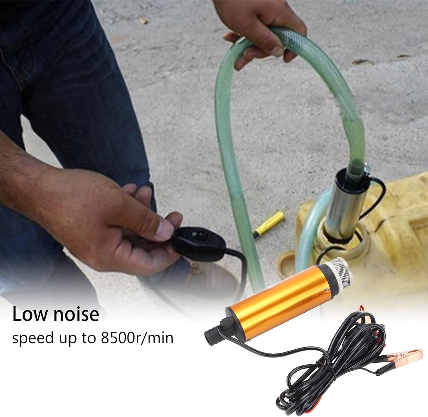 Bomba sumergible eléctrica, bomba de transferencia de combustible portátil mini 12 V 2.008 in CC 30 L  min para diésel queroseno agua accesorio de