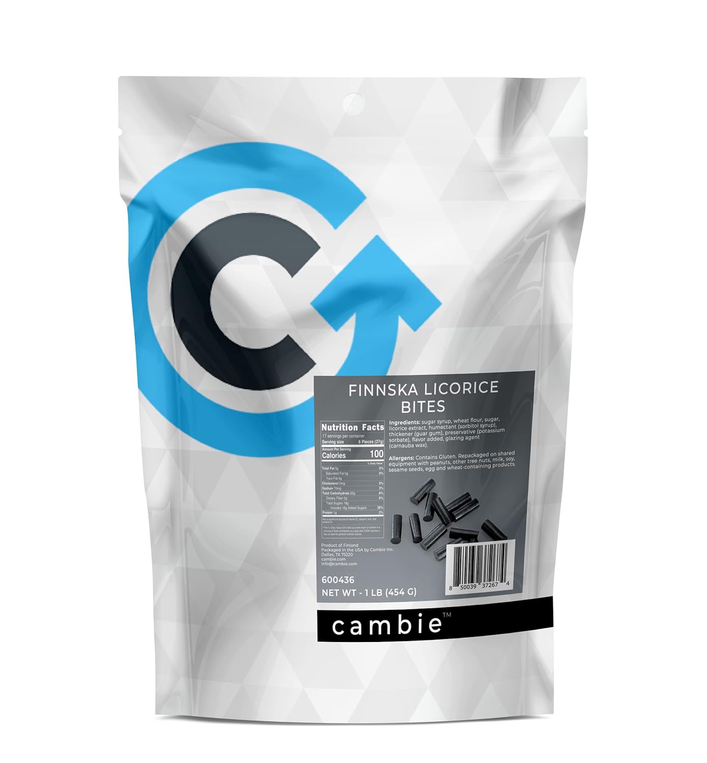 Finnska Regaliz negro suave de Cambie  Regaliz finlandés clásico  Caramelo de regaliz suave, masticable y dulce  Regaliz auténtico nostálgico (1