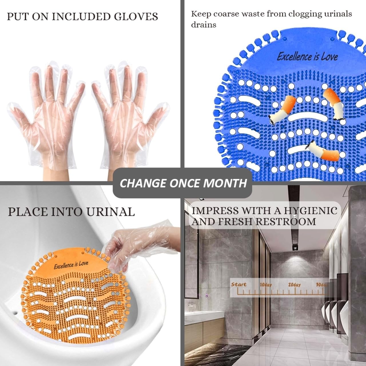 Pasteles desodorantes para pantalla urinaria con aroma azul, tecnología de bloqueo y salpicaduras para baños públicos más limpios y frescos, pastel