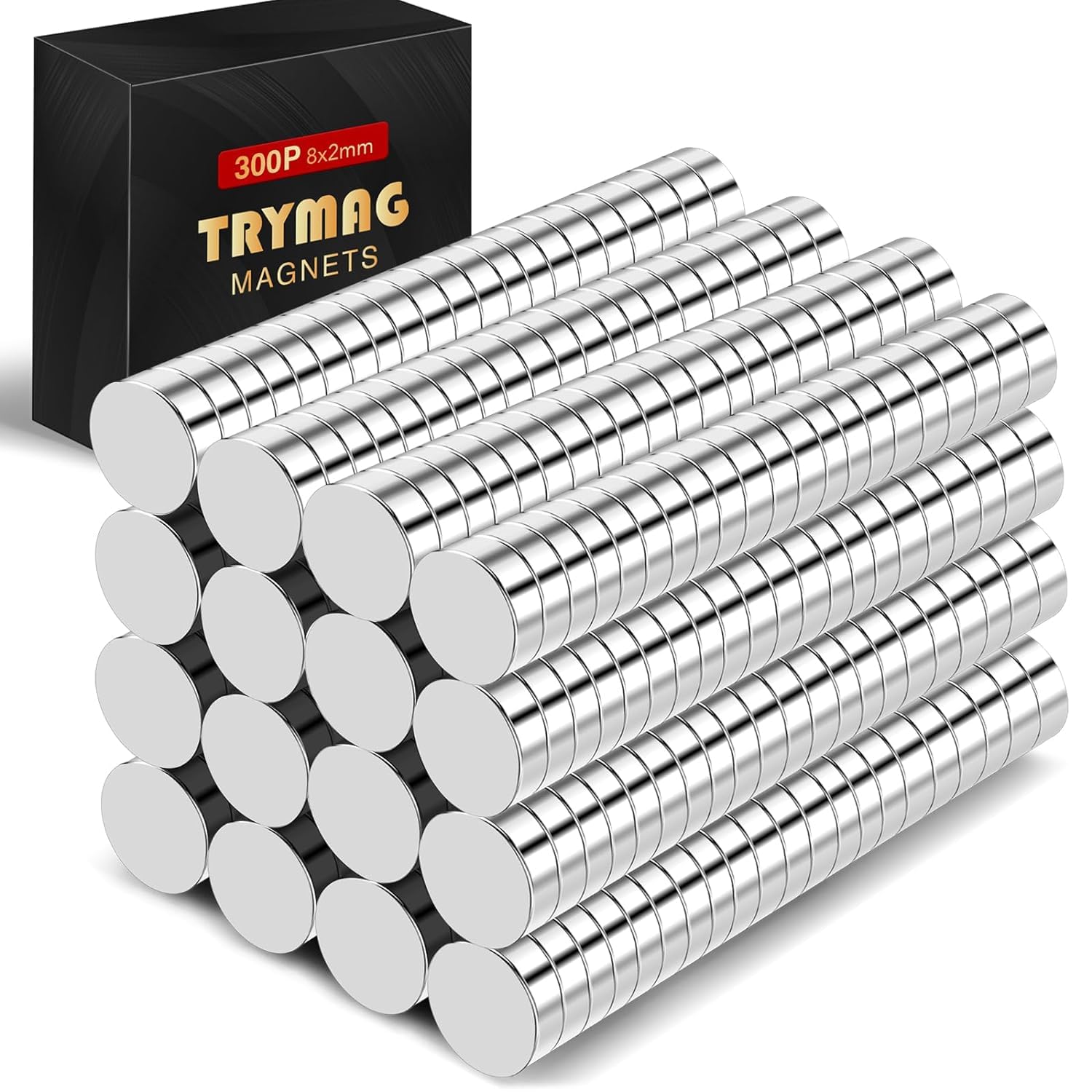 TRYMAG Imanes pequeños de 0.315 x 0.079 in, 300 imanes pequeños redondos de tierras raras, pequeños imanes de disco de neodimio fuertes para pizarra