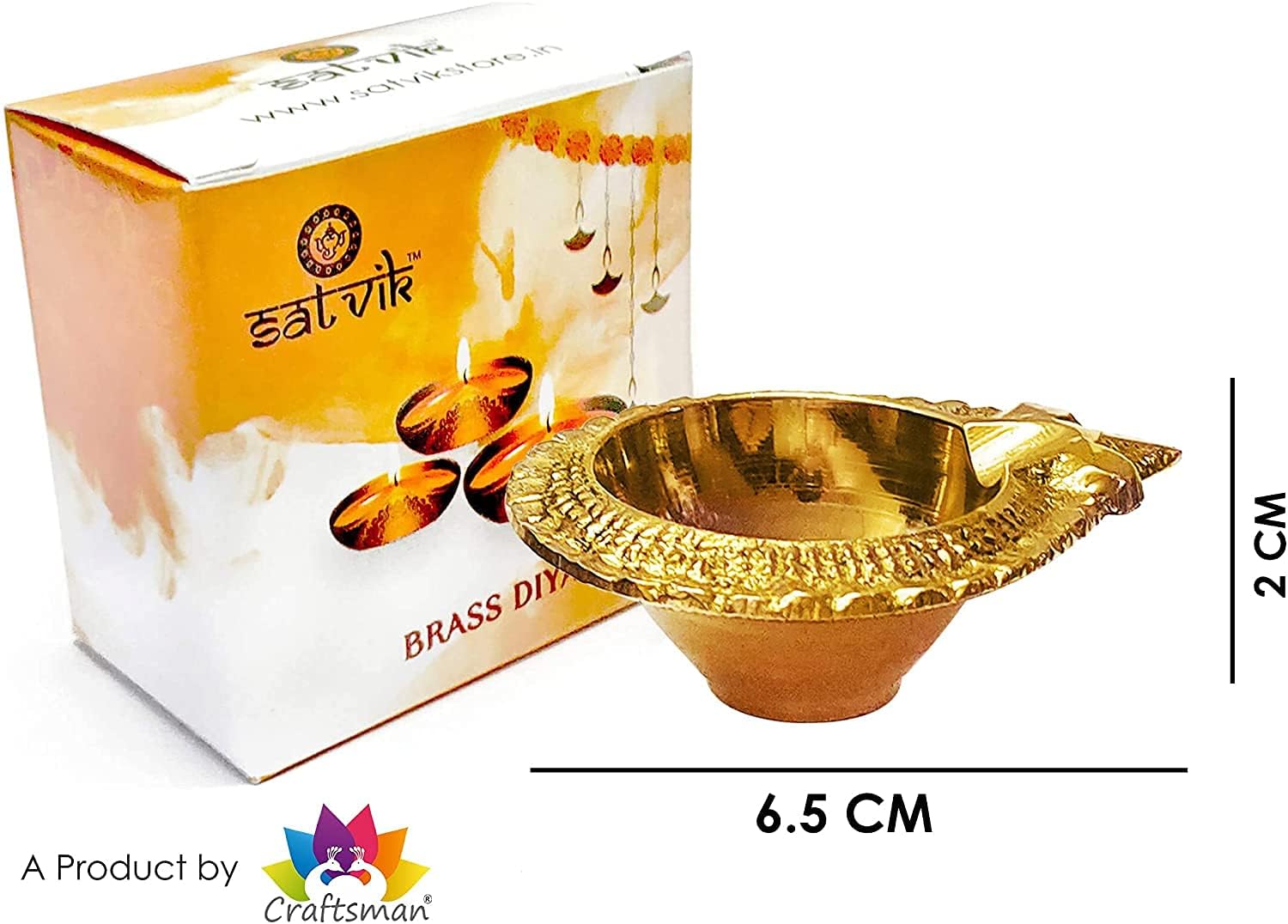 SATVIK 4 piezas Lakshmi Deepak para decoración de Diwali. Lámpara de aceite hecha a mano dorada grabada de metal de latón virgen Vilakku para Puja