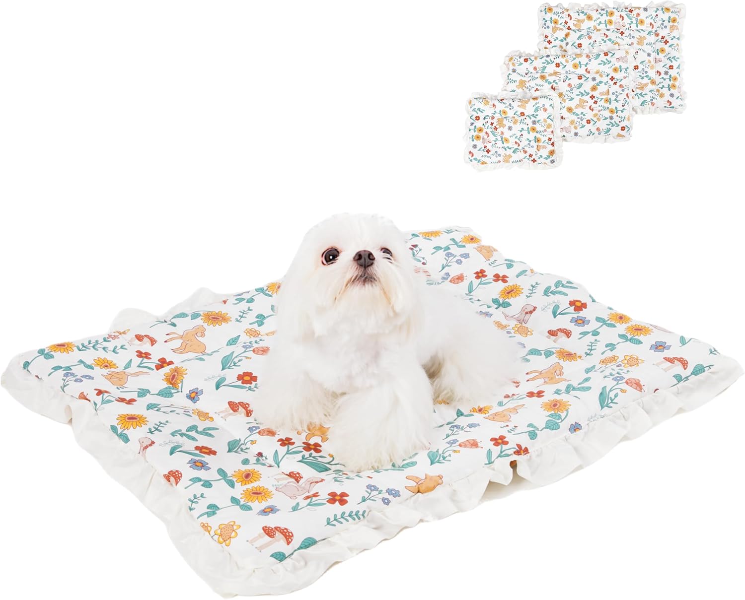 Tapete de cama floral para perro, tapete de felpa para perrera, cálido para invierno, tapete para dormir para gatos, cama antideslizante para