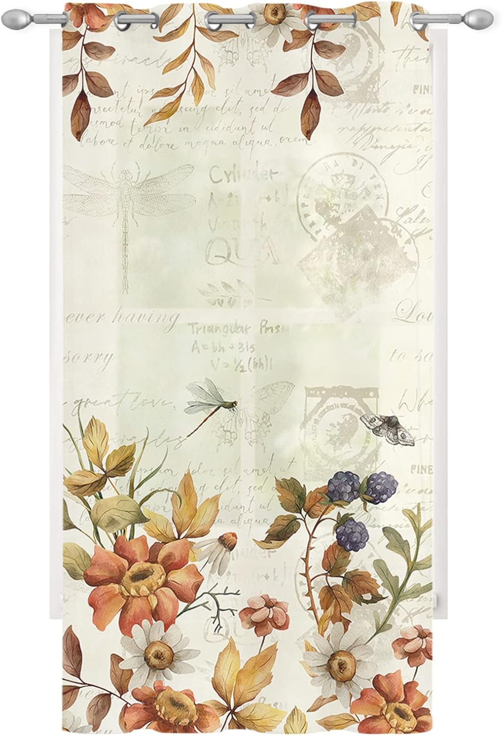 Wowouhiya Cortinas traslúcidas botánicas de otoño para dormitoriosala de estar, cortinas de cocina con ojales de 84 pulgadas de largo, cortinas