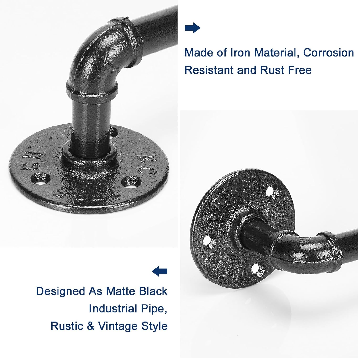 NearMoon Toallero industrial de tubería, accesorio de toallero de baño resistente, montaje en la pared, soporte para toallas de baño de hierro
