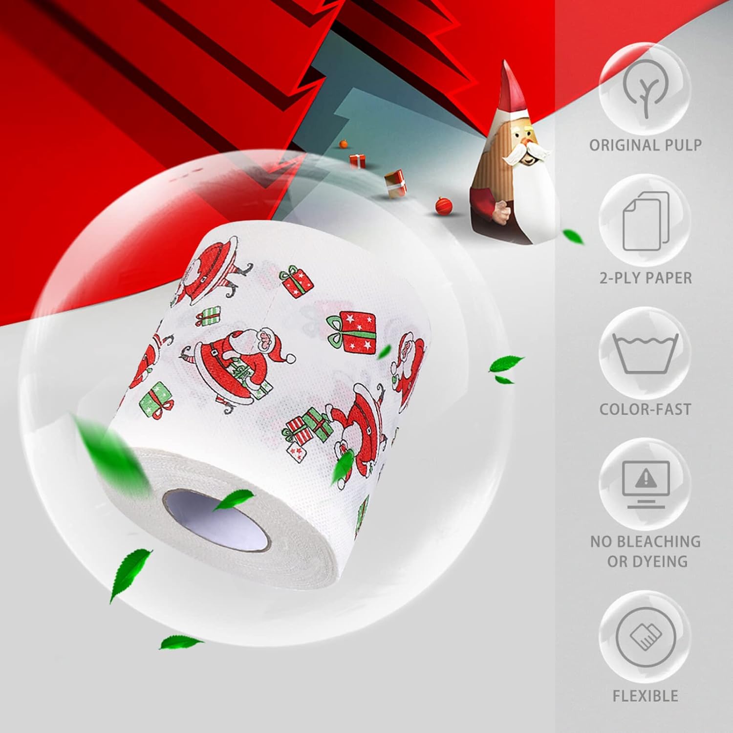 MAGICLULU Rollo de papel higiénico de Navidad, 5 unidades, decoraciones navideñas, papel higiénico divertido para baño de Navidad