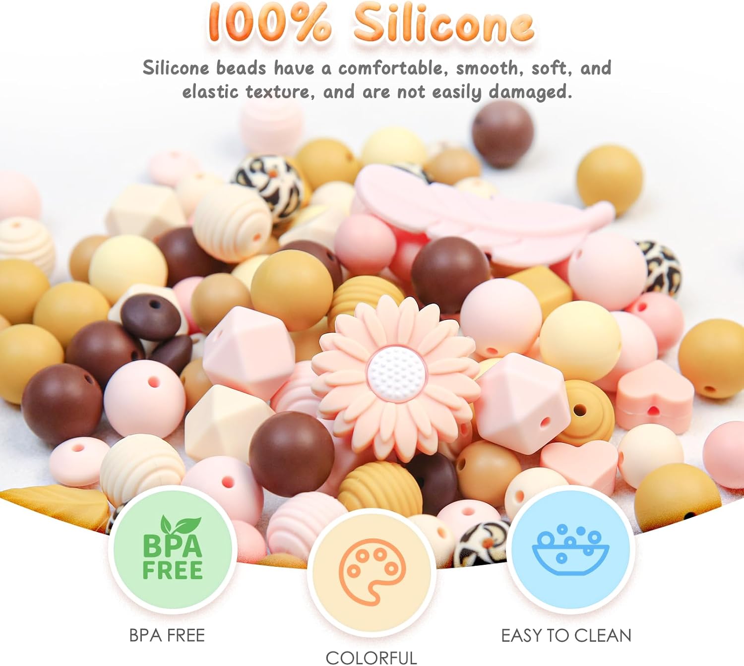 120 cuentas de silicona a granel, colores otoñales emparejados con cuentas de silicona ricas y cuentas focales de silicona, libera la creatividad