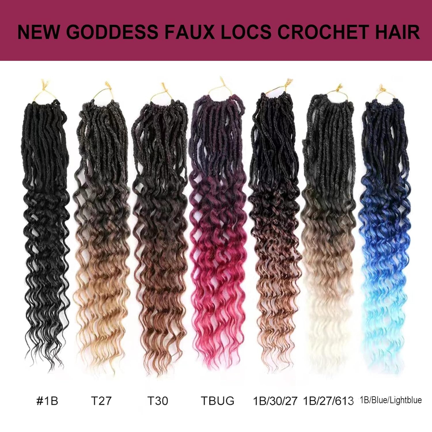 Extensiones de cabello sintético de ganchillo con extremos rizados profundos de 24 pulgadas, paquete de 8 paquetes de trenzas sintéticas suaves de