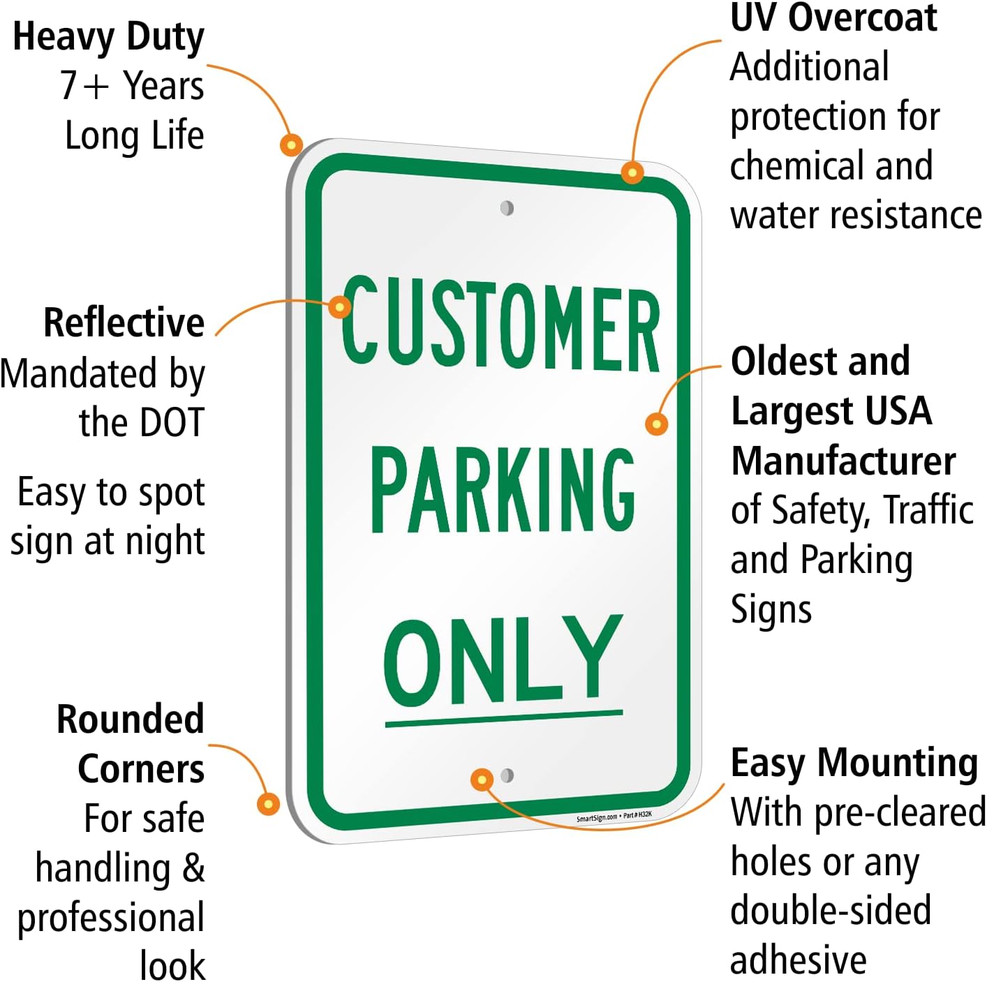 SmartSign Letrero de metal con texto en inglés “Customer Parking Only” de 18 x 12 pulgadas, compuesto de aluminio de 120 mil (ACM), material