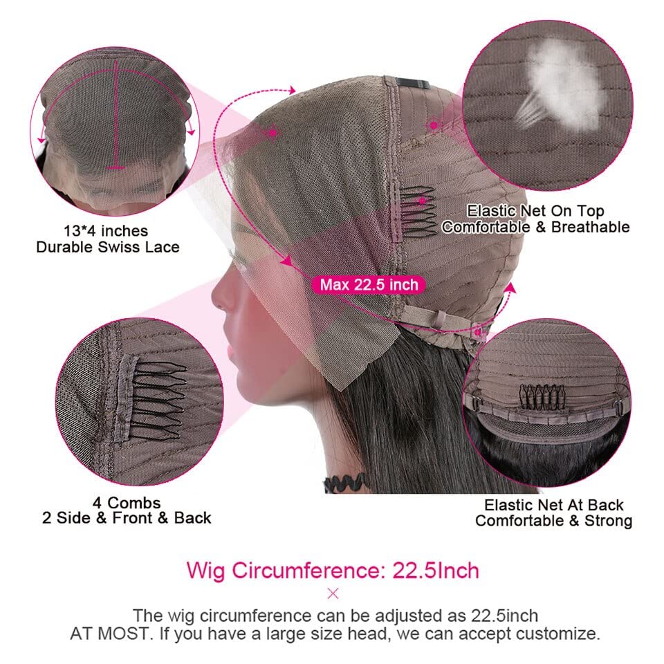 Pelucas de cabello humano con encaje frontal HD #4, sin pegamento, color chocolate, natural, estilo Bob, pelucas frontales de 13 x 4, pelucas de