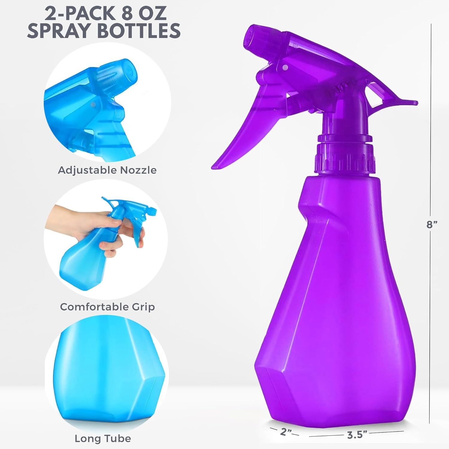 DilaBee Botellas pulverizadoras (8 onzas) Botella de spray de agua para cabello, plantas, soluciones de limpieza, cocina, barbacoa, botella de