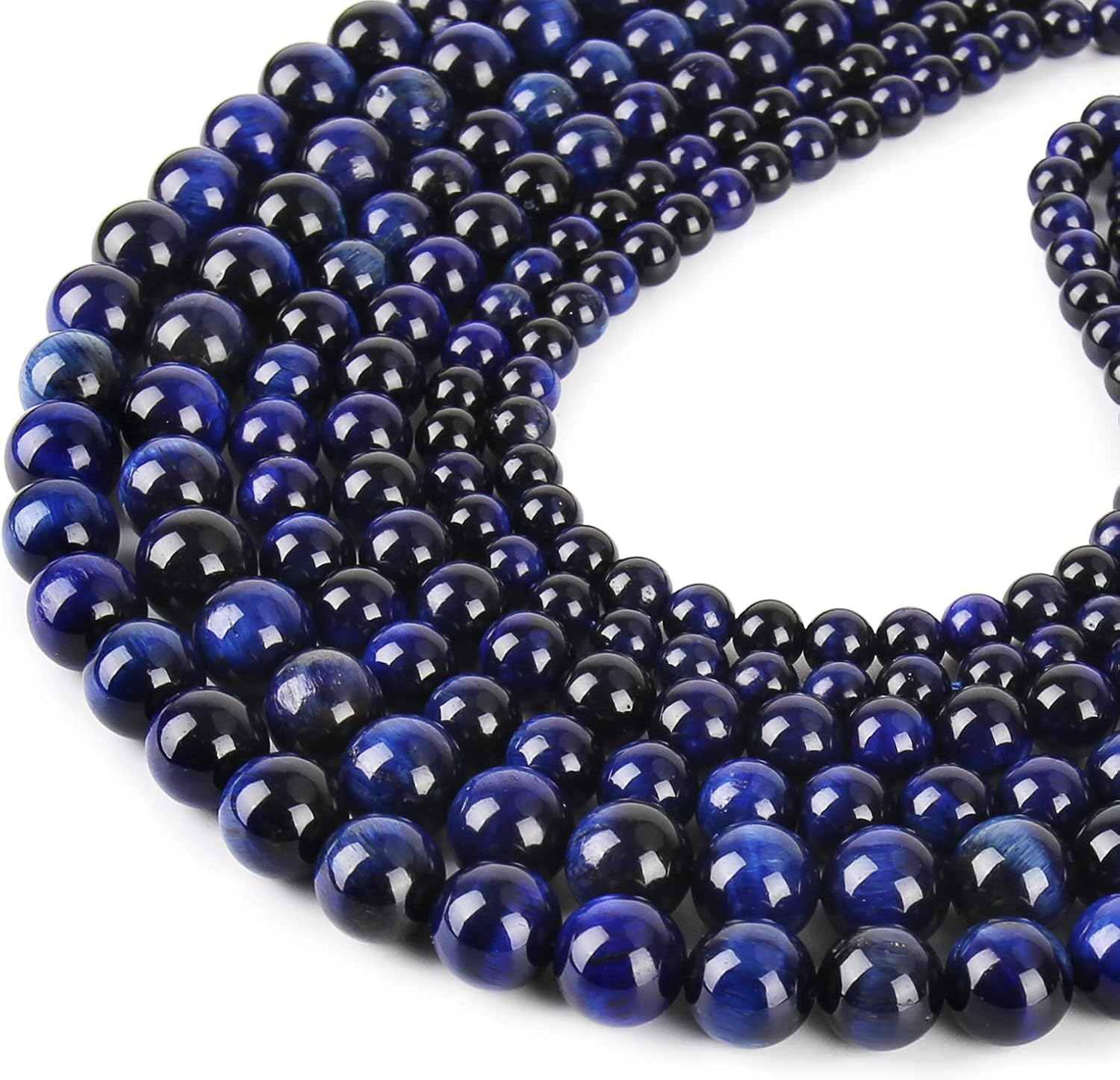 Cuentas de ojo de tigre azul natural, cuentas sueltas redondas de grado AAA, 0.315 in, 100 unidades de opciones de lote a granel, cuentas de piedra