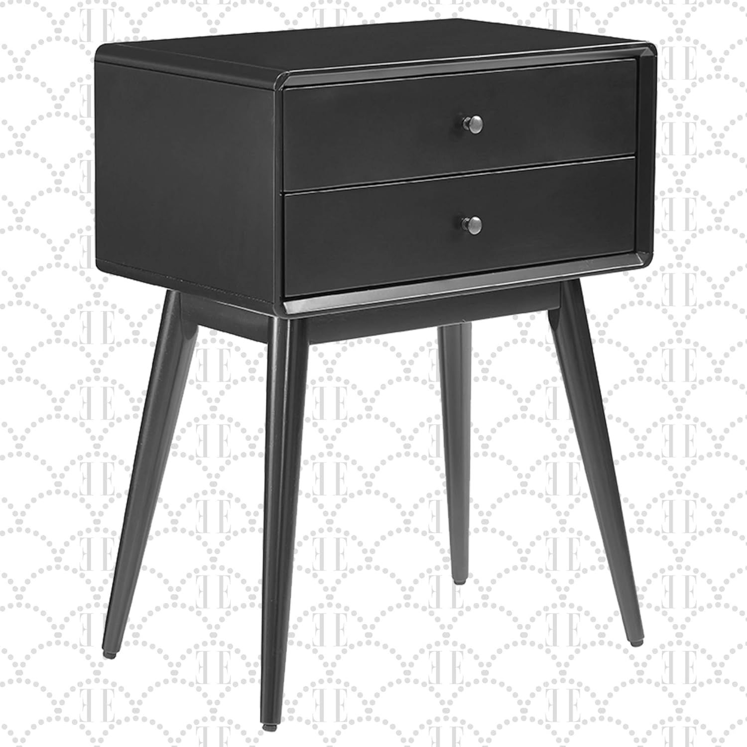 Elle Decor Stephanie – Mesa auxiliar, mesita de noche moderna de mediados de siglo o decoración de sala de estar con dos cajones para