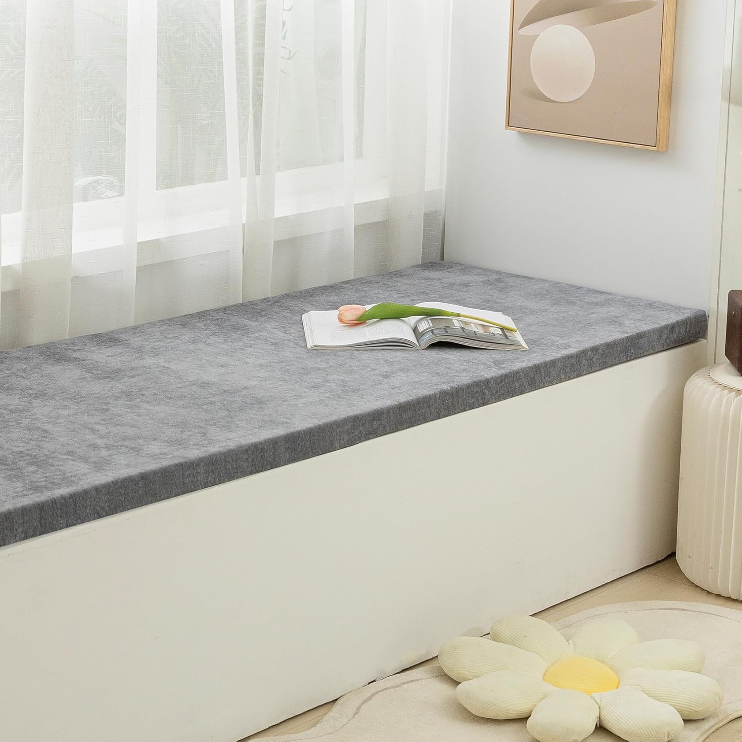 Focuprodu Cojín de banco personalizado, cojines para muebles de patio, cojines de ventana duraderos antideslizantes personalizados para sillas. Más