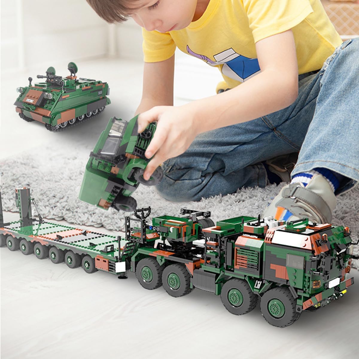 Alemania HX-81 Heavy Transporter Juguetes de construcción para niños de 8 a 12 años de la Segunda Guerra Mundial Juguetes de Transporte Tanque
