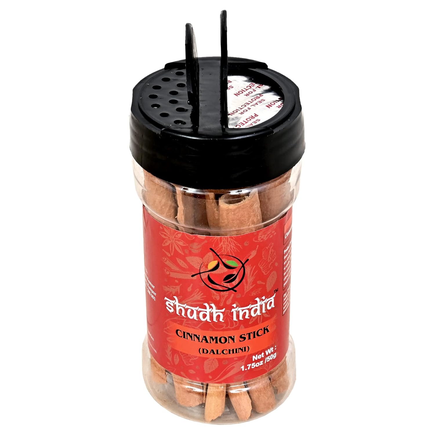Shudh India Palitos de canela (Dalchini)  Cassia redondo, tarro de PET  Todo natural  Vegano  Sin colores  Apto para gluten  Sin OMG (palitos de