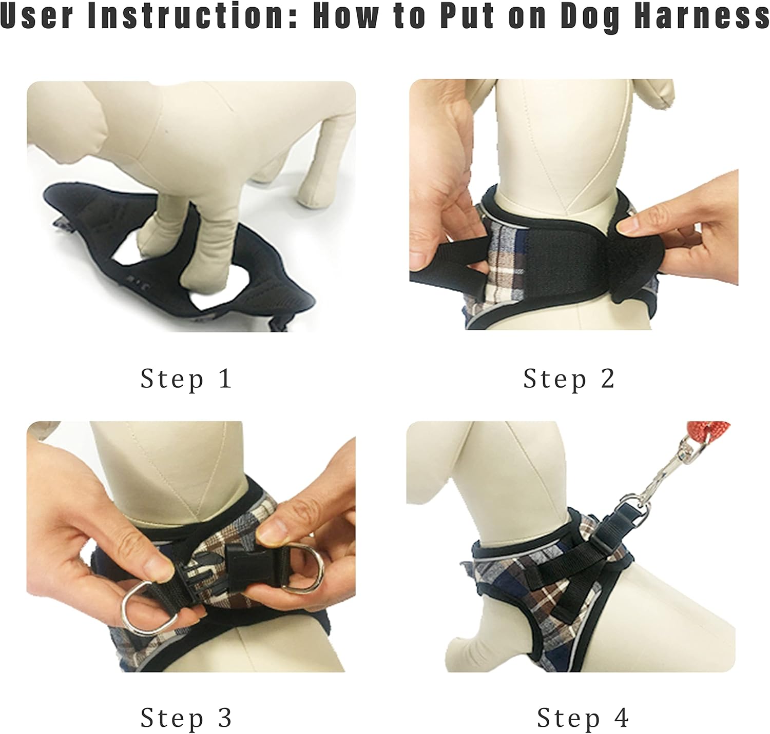 Arnés suave para perro, ajustable sin tirones, reflectante, cómodo, chaleco acolchado para mascotas para perros (marrón y azul, talla S)