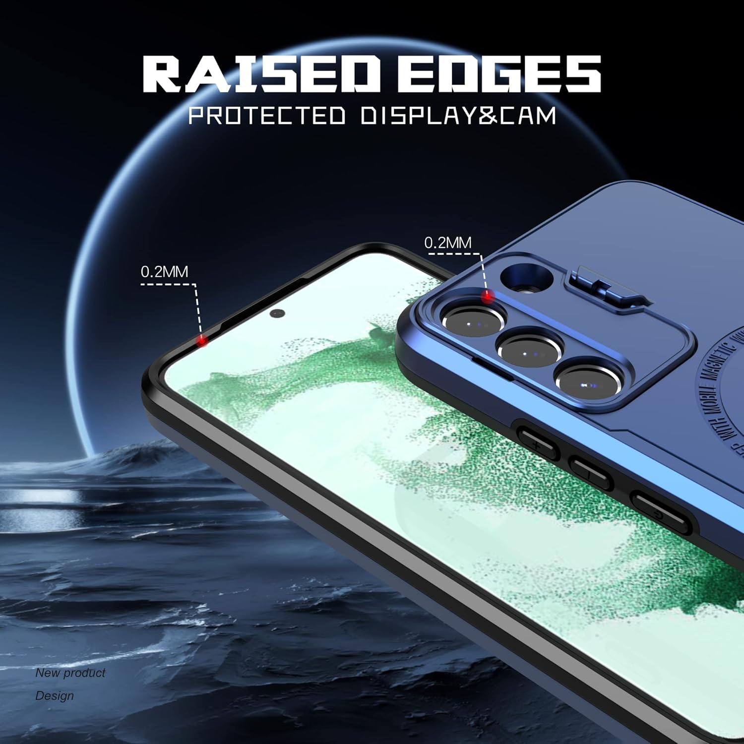 Asuwish Funda de teléfono para Samsung Galaxy S22 5G con protector de pantalla de vidrio templado y soporte delgado, accesorios móviles híbridos