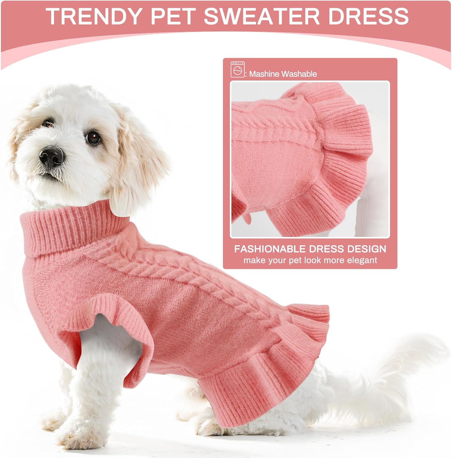 ALAGIRLS Suéteres de perro para perros medianos, suéter de punto para perro, vestido de cuello alto, trajes de Navidad para perros, suéter para