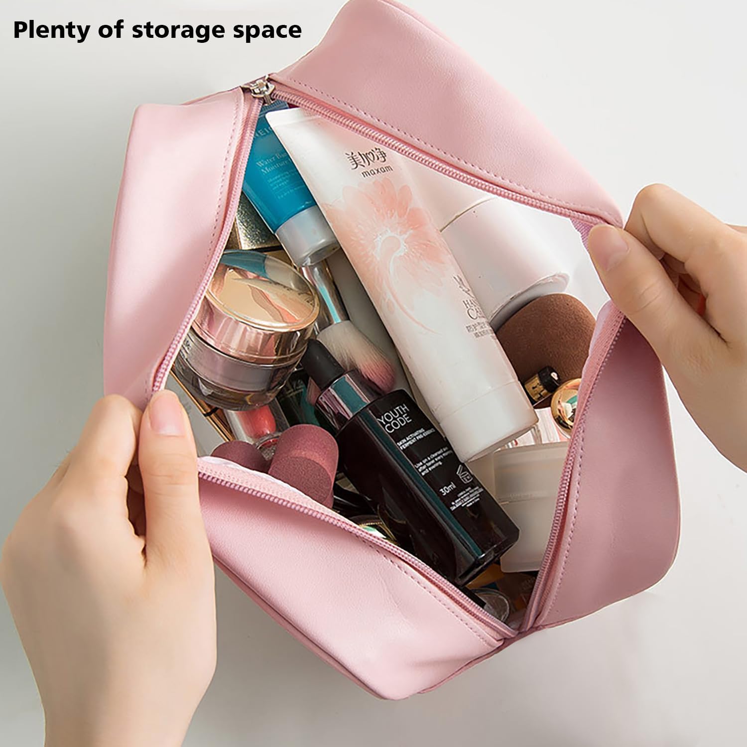DAPOWER Neceser de viaje para mujeres y hombres, bolsa de ducha translúcida mate con asa práctica, bolsa organizadora de cosméticos de maquillaje