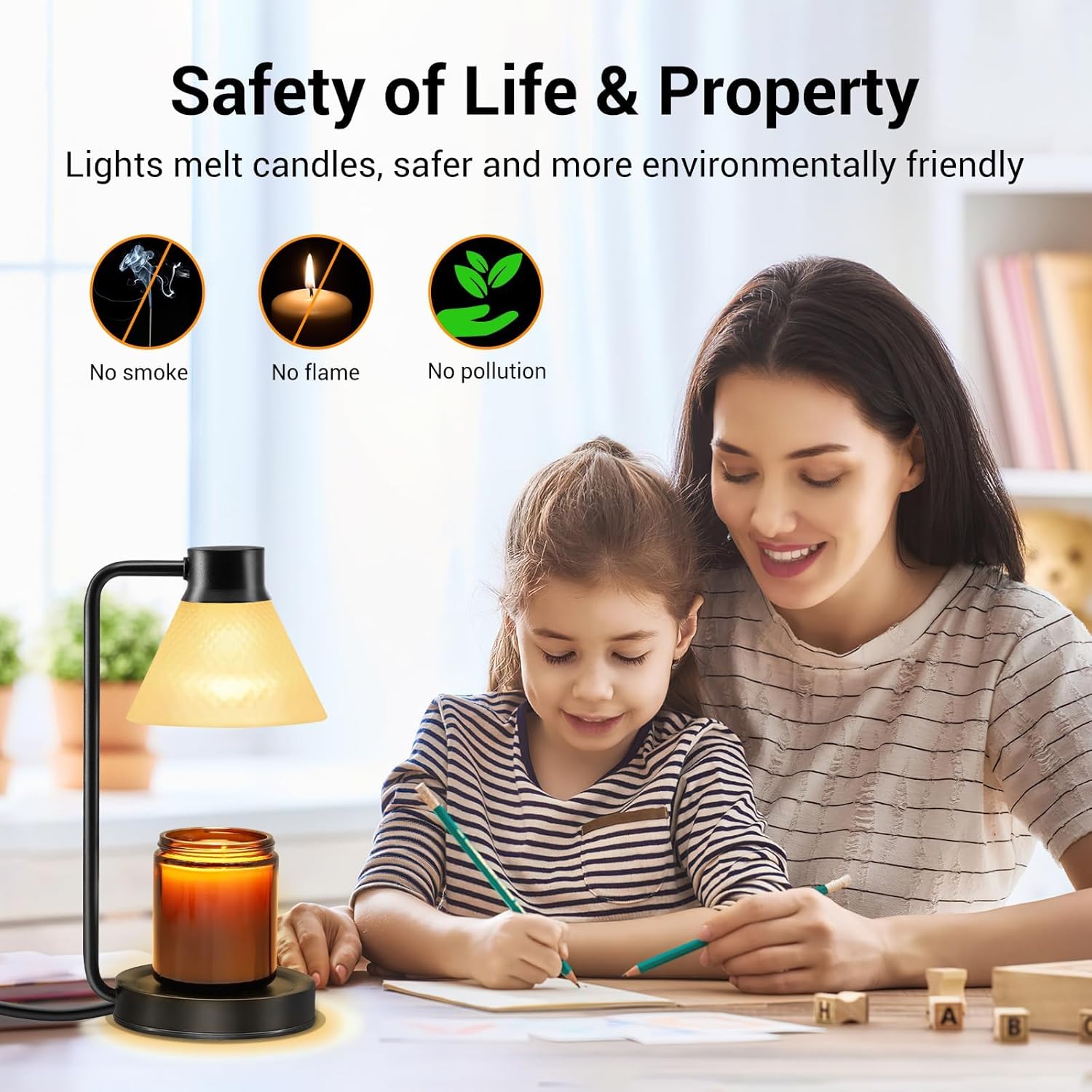 Atapeas Lámpara calentadora de velas, calentador eléctrico de lámpara de vela con regulable y temporizador para velas perfumadas en frascos, luz