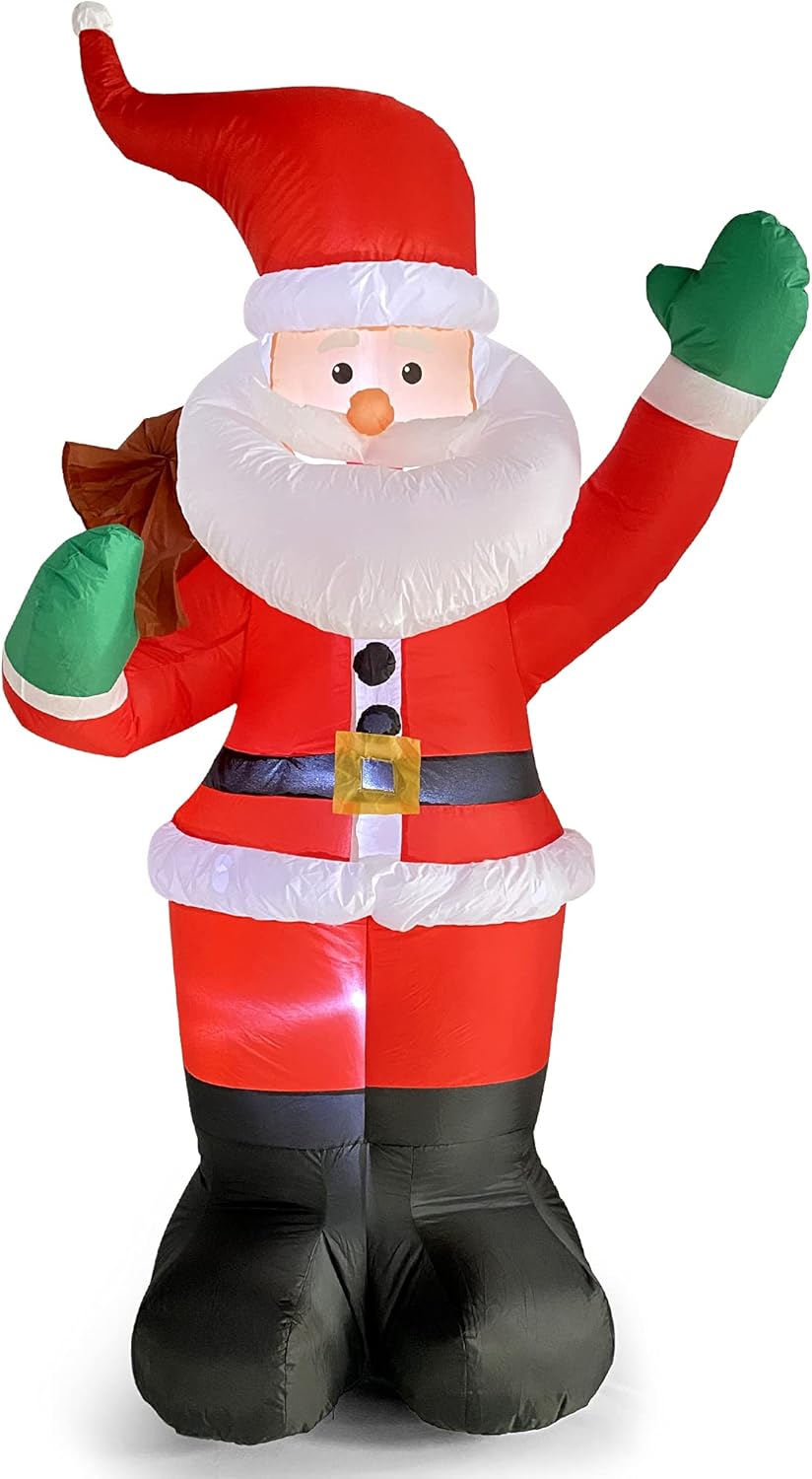 COOLWUFAN Papá Noel inflable de Navidad de 6 pies con bolsa de regalos, luces LED para decoración de patio al aire libre para vacaciones y fiestas