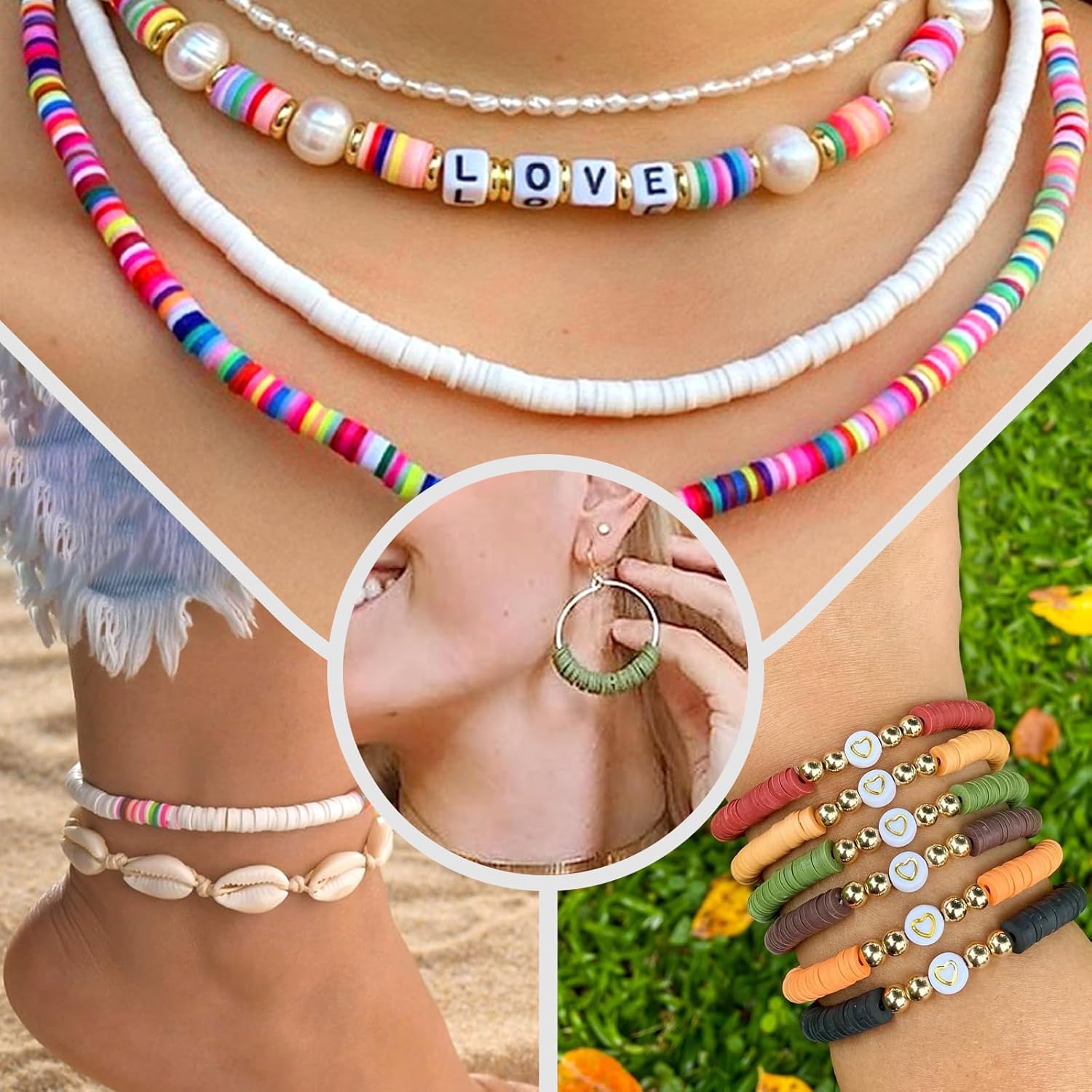 Gushu Juego de 4000 cuentas de arcilla naranja para hacer pulseras, cuentas Heishi planas redondas de polímero para hacer joyas, collares, aretes