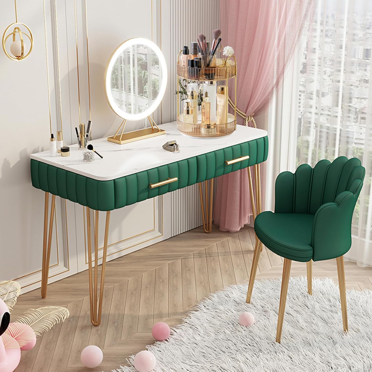 Organizador de maquillaje giratorio de 360, bandejas de baño, organizador de encimera, carrusel de maquillaje, estante giratorio de gran capacidad,