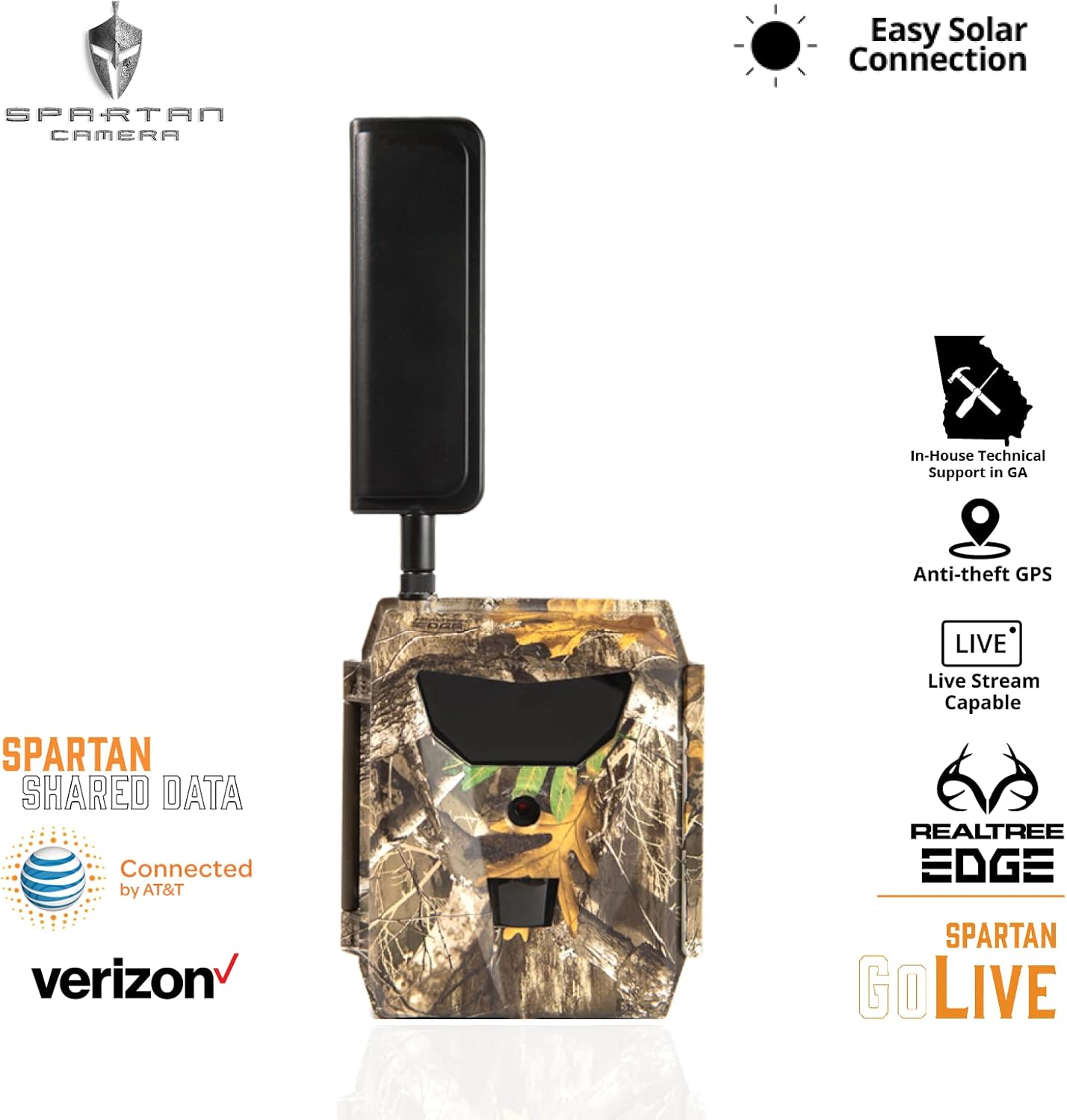Spartan GoLive 4G LTE Trail Cámara, certificado Verizon, transmisión en vivo, GPS antirrobo, captura de imagen y video bajo demanda, actualizaciones