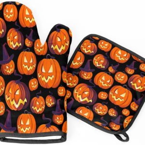 Juego de 2 guantes de cocina antideslizantes resistentes al calor con capa interior de algodón para cocinar, barbacoa, hornear, asar a la parrilla Juego de 2 guantes de cocina antideslizantes resistentes al calor con capa interior de algodón para cocinar, barbacoa, hornear, asar a la parrilla