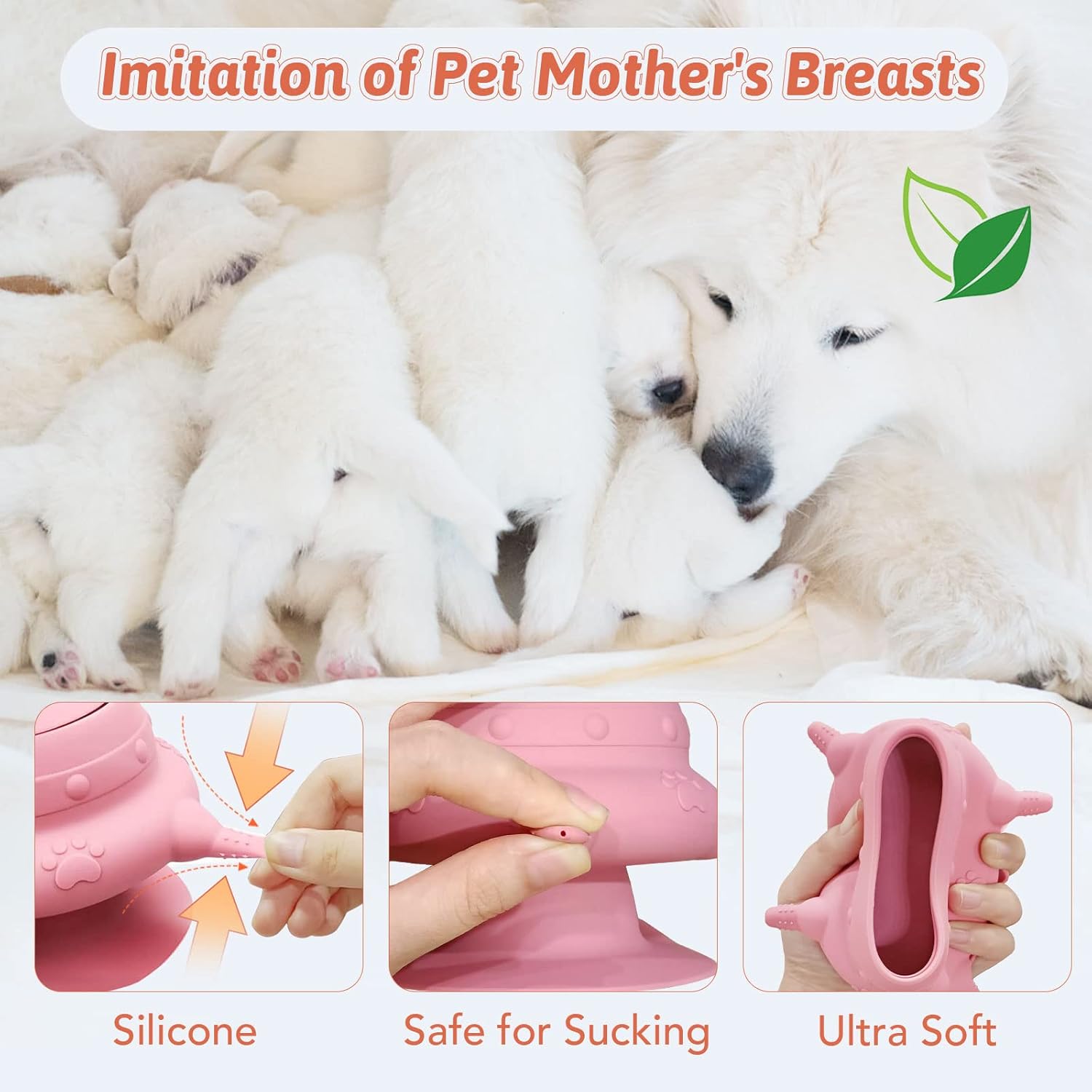 Comedero para cachorros para varios cachorros, 4 tetinas, alimentador de leche para cachorros, estación de lactancia de silicona para cachorros, 8.1