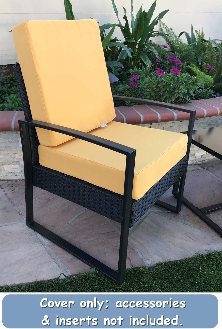 CozyLounge Fundas de cojín para silla de patio con diseño de girasol amarillo repelente al agua (25 x 25 x 5 pulgadas (2 fundas))