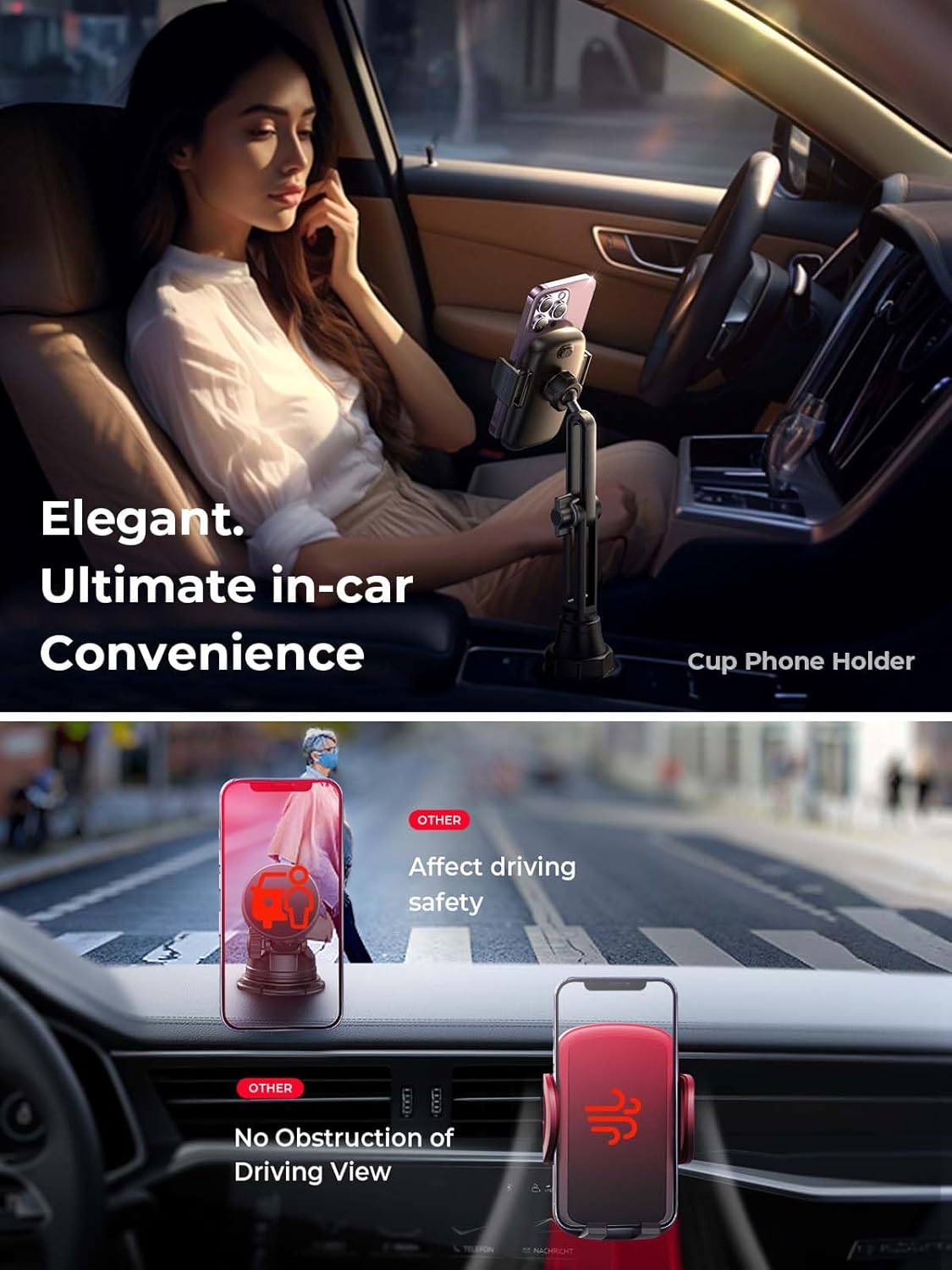 LISEN Soporte de teléfono para soporte de automóvil, soporte para teléfono para tu automóvil, soporte ajustable para teléfono celular, accesorios de