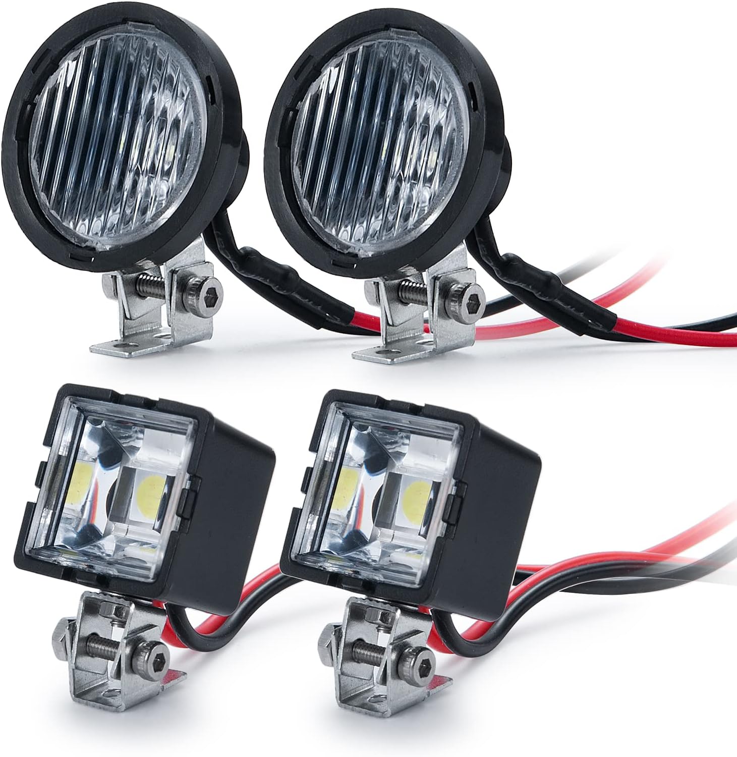 110th RC Coche LED Luz de techo Foco Foco Actualización para Axial SCX10 TRX4 D90 RC Crawler Truck Car (cuadrado)