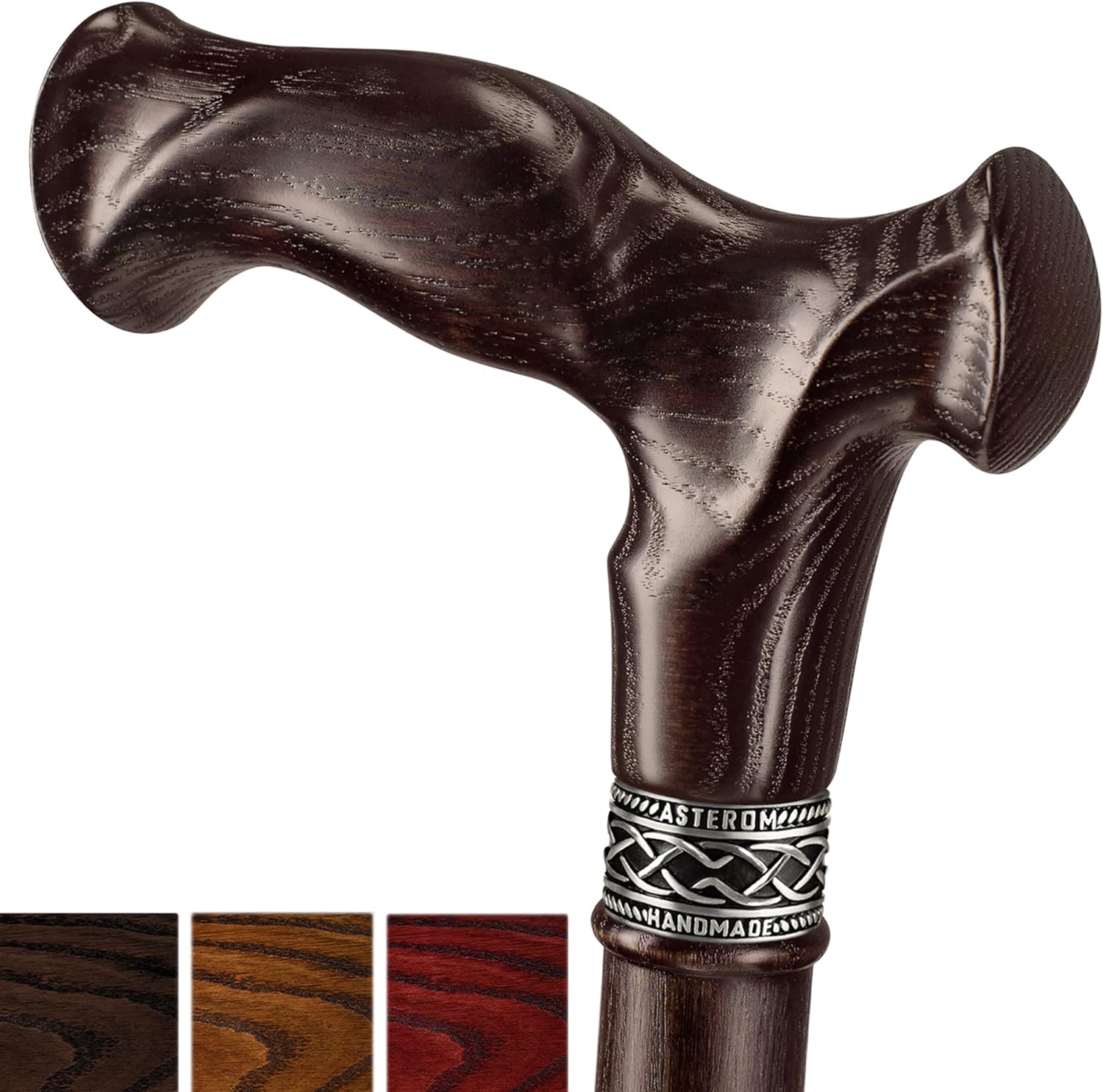Asterom Bastón de caminar para hombres y mujeres, hecho a mano, ergonómico, resistente, bastones de madera para personas mayores, bastones fríos