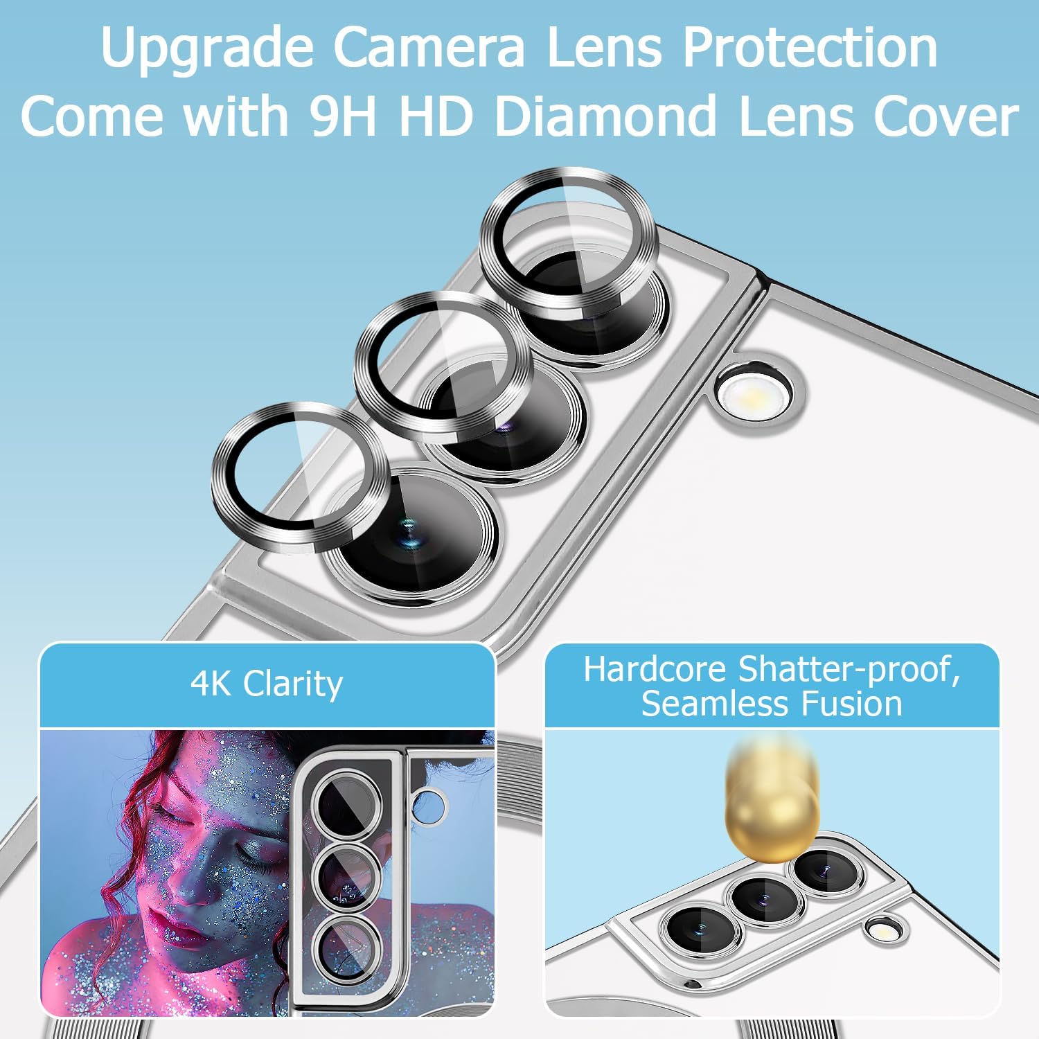 Funda magnética para Samsung Galaxy S22 Plus con protector de lente de cámara integrado compatible con MagSafe Funda transparente de TPU a prueba de